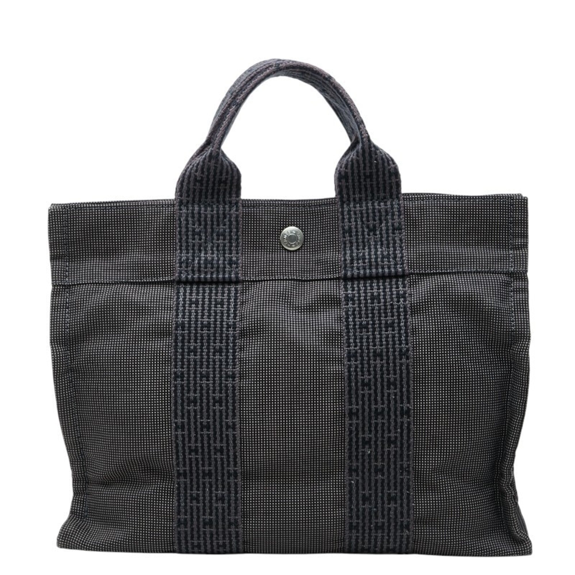 Hermes Gray Canvas Handbag Tote Bag (Pre-Owned)