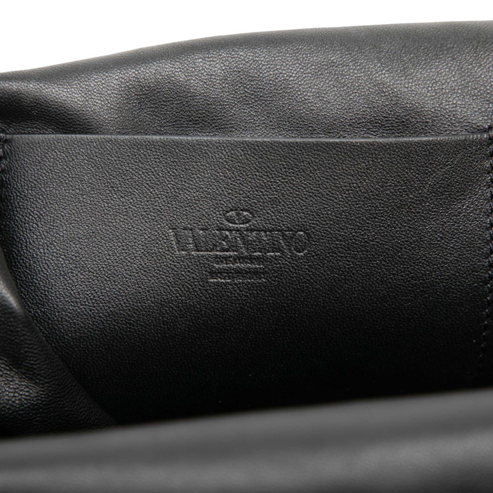 Valentino Black Leather Shoulder Bag Tote Bag (Pre-Owned)