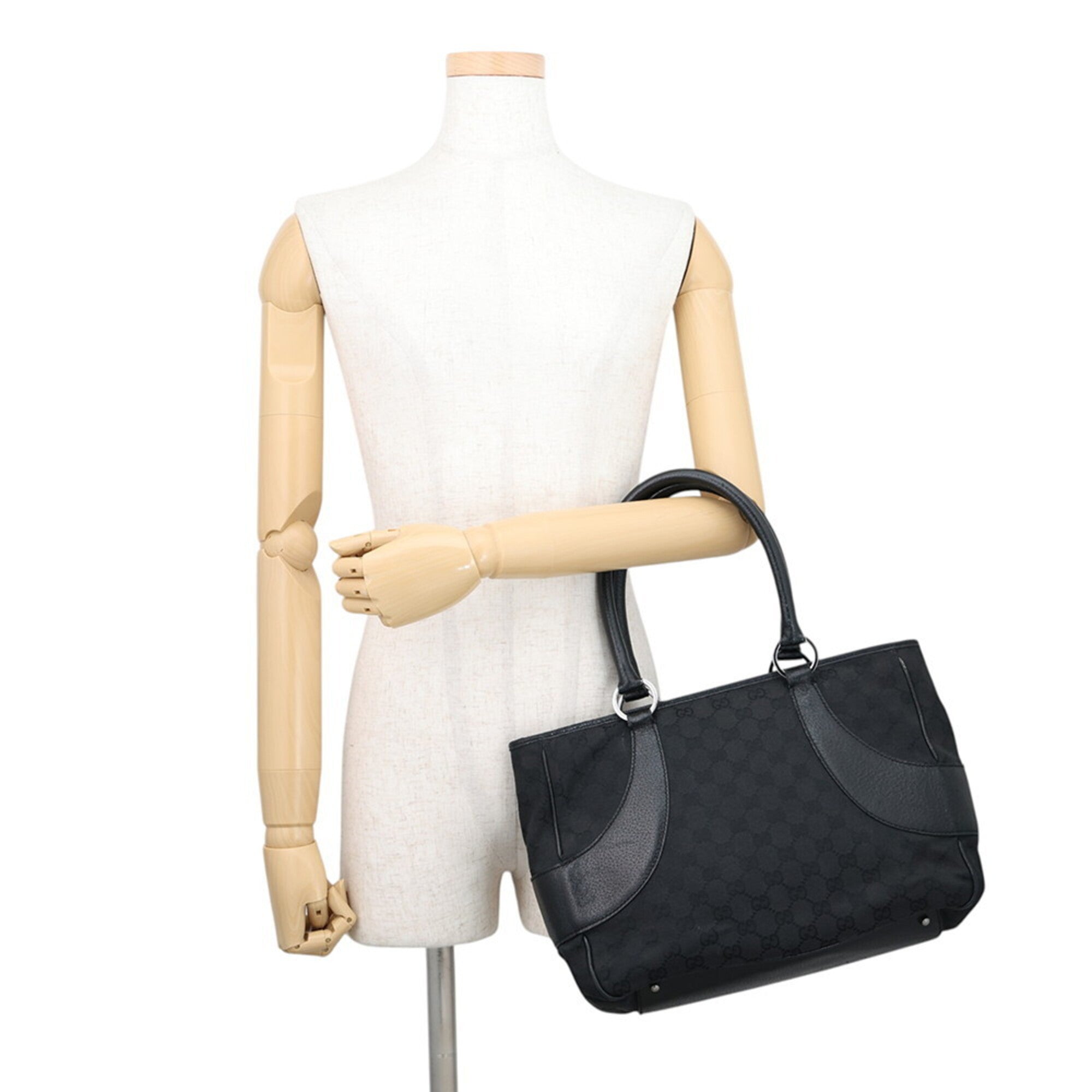 Gucci Black Gg Canvas Handbag Tote Bag (Pre-Owned)