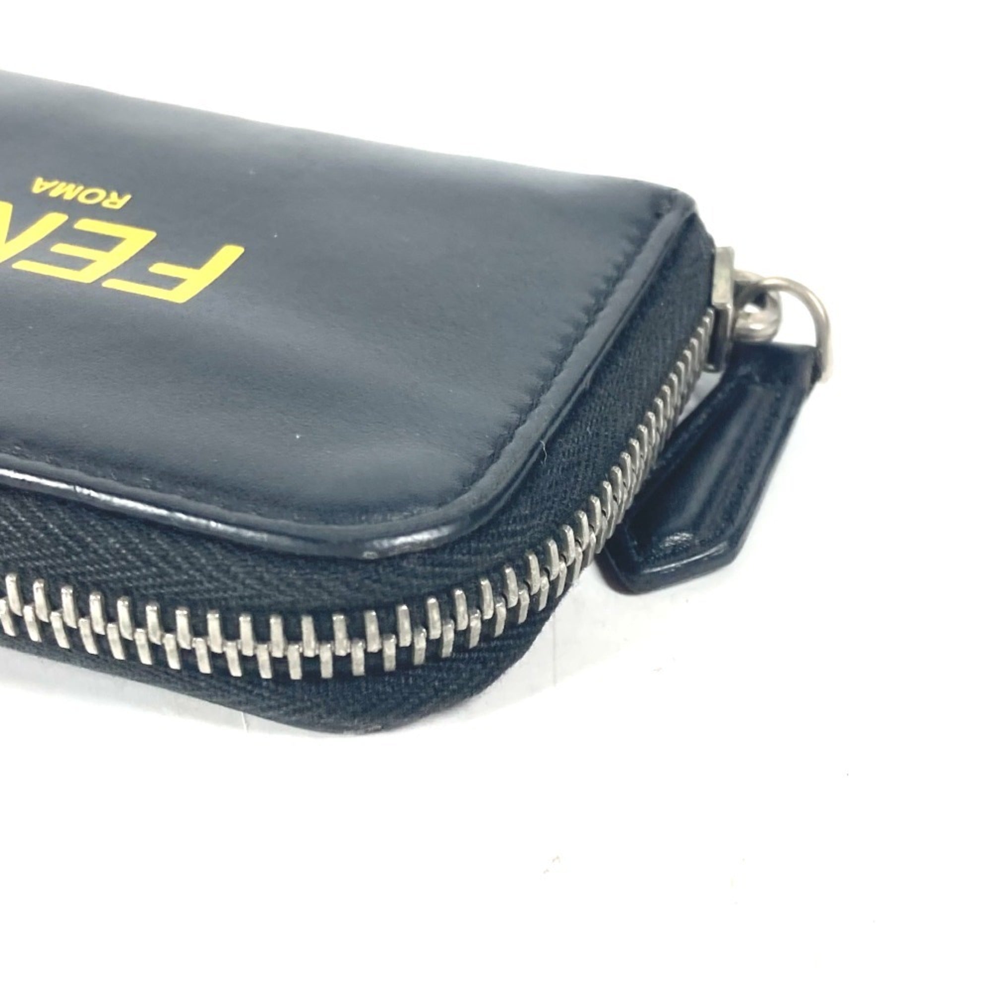 Fendi Black Yellow Leather Coin Purse/Coin Case (Pre-Owned)