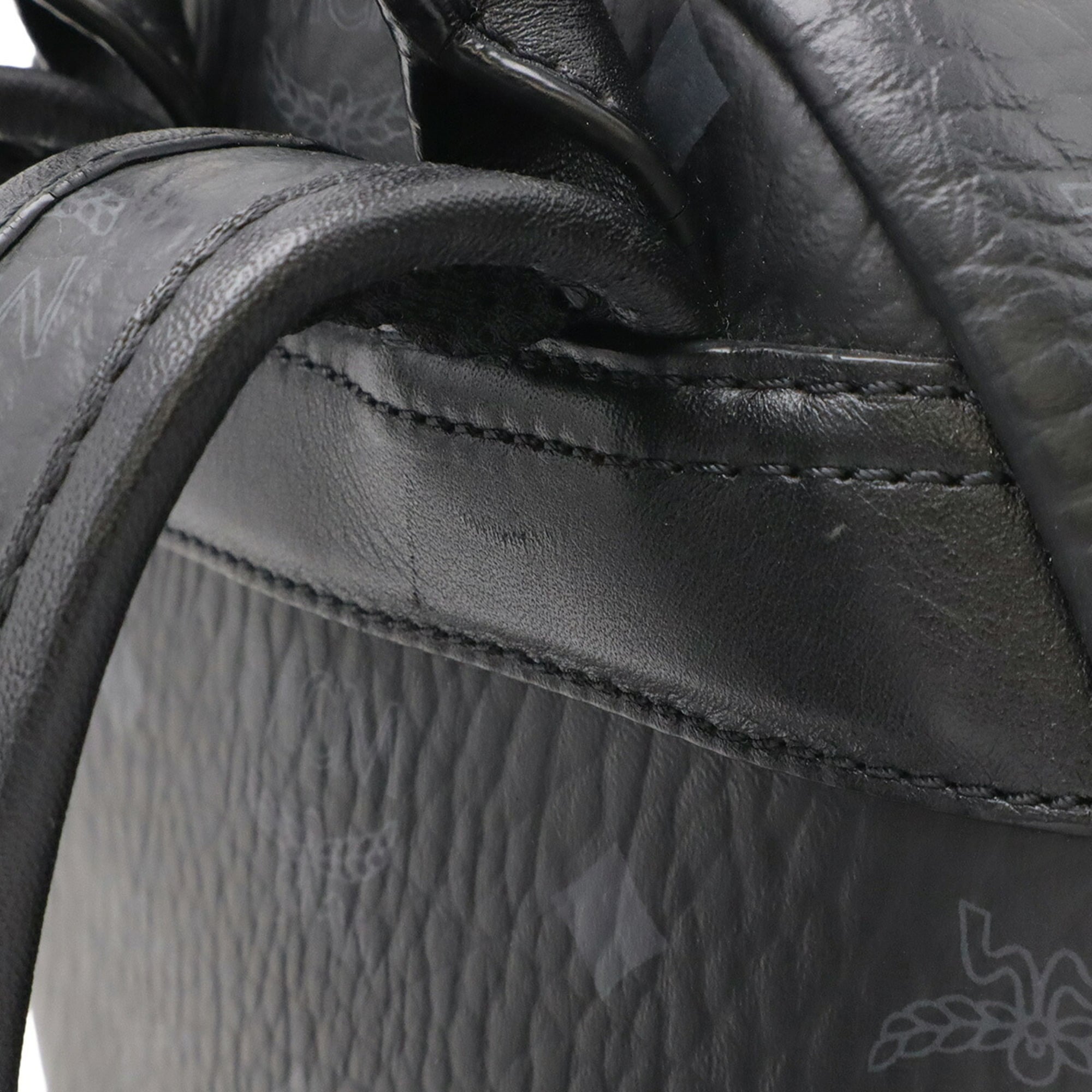 Mcm Visetos Black Coated Canvas Pvc Leather Backpack (Pre-Owned)