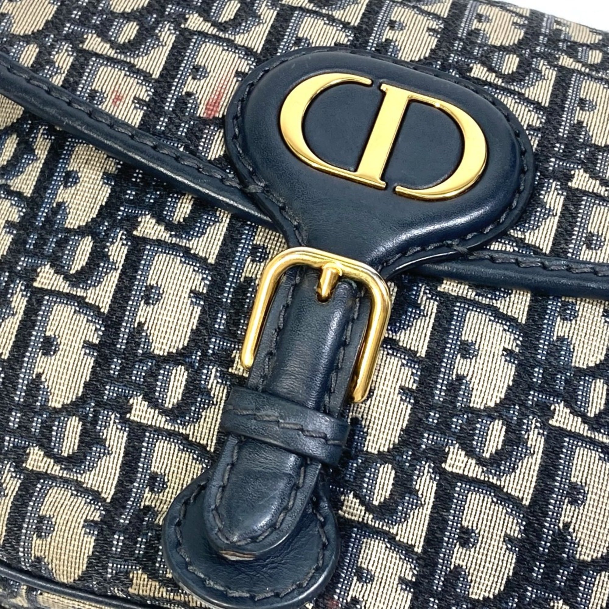 Christian Dior Navy Canvas Leather Pochette Shoulder Bag (Pre-Owned)