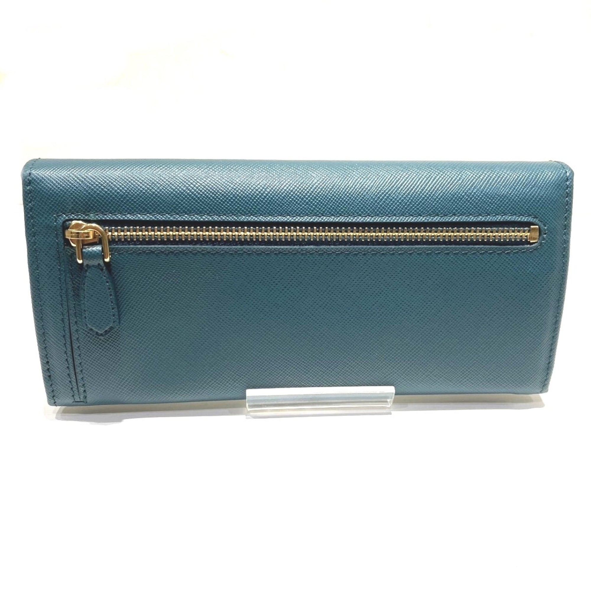 Prada Green Leather Long Wallet (Bi-Fold) (Pre-Owned)