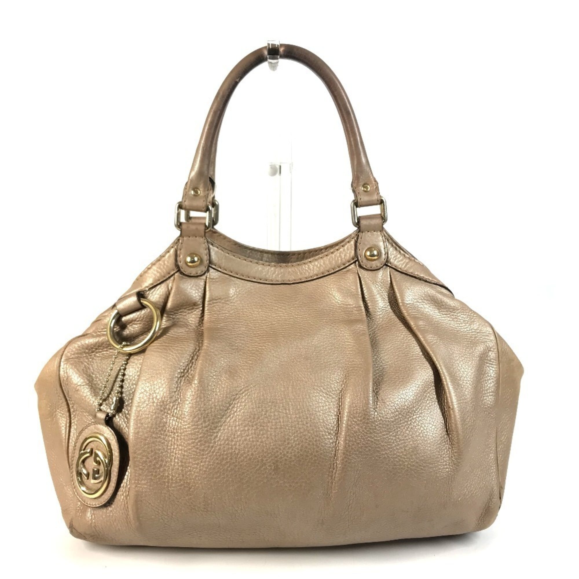 Gucci Beige Pink Metallic Pink Leather Shoulder Bag Tote Bag (Pre-Owned)