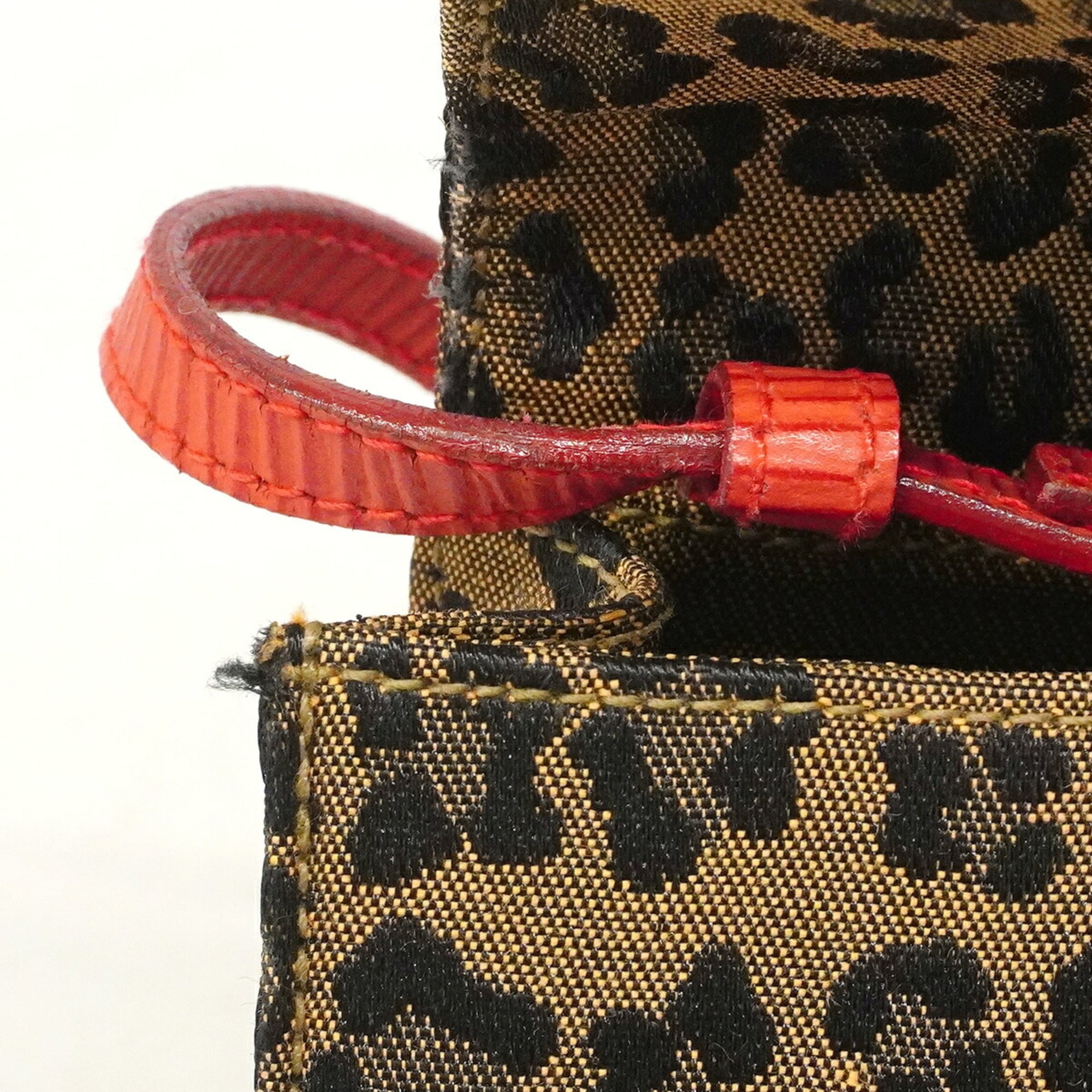 Fendi Brown Red Color Nylon Canvas Shoulder Bag (Pre-Owned)