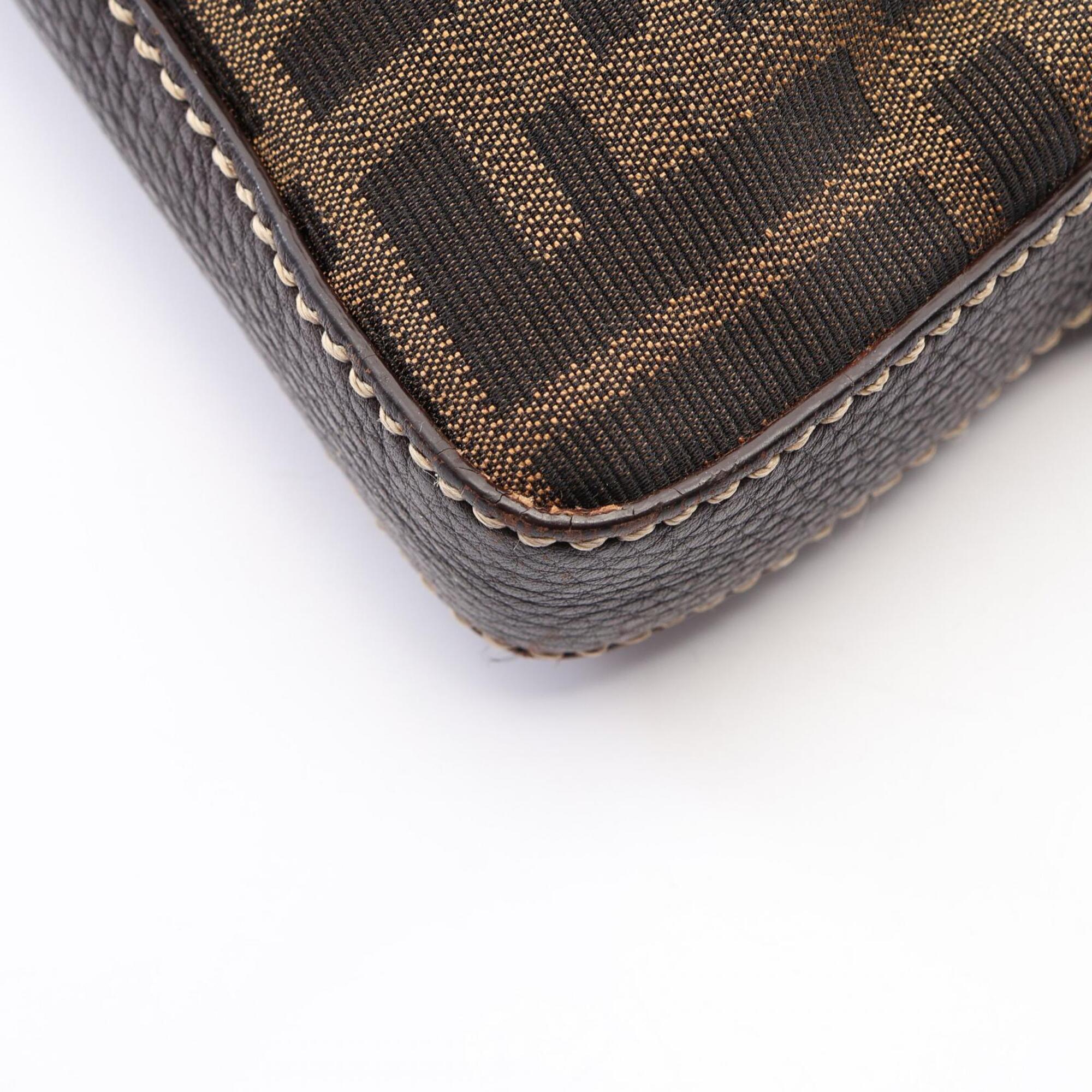 Fendi Brown Canvas Leather Handbag Shoulder Bag (Pre-Owned)