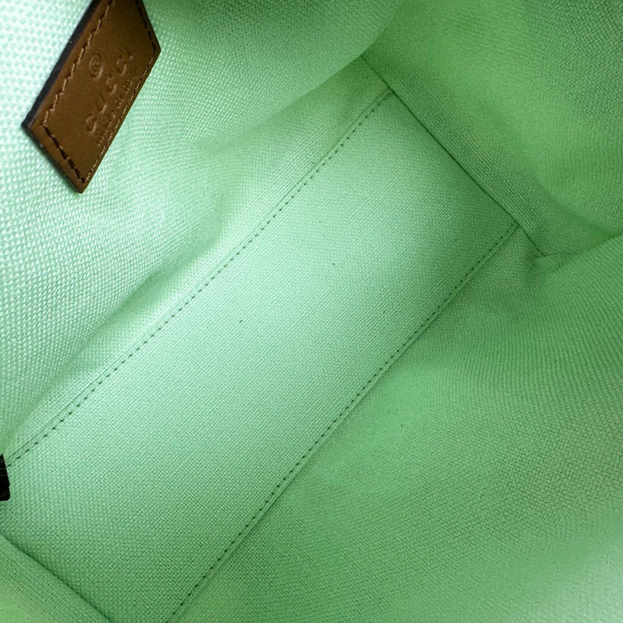 Gucci Brown Green Pink Canvas Leather Handbag Shoulder Bag (Pre-Owned)