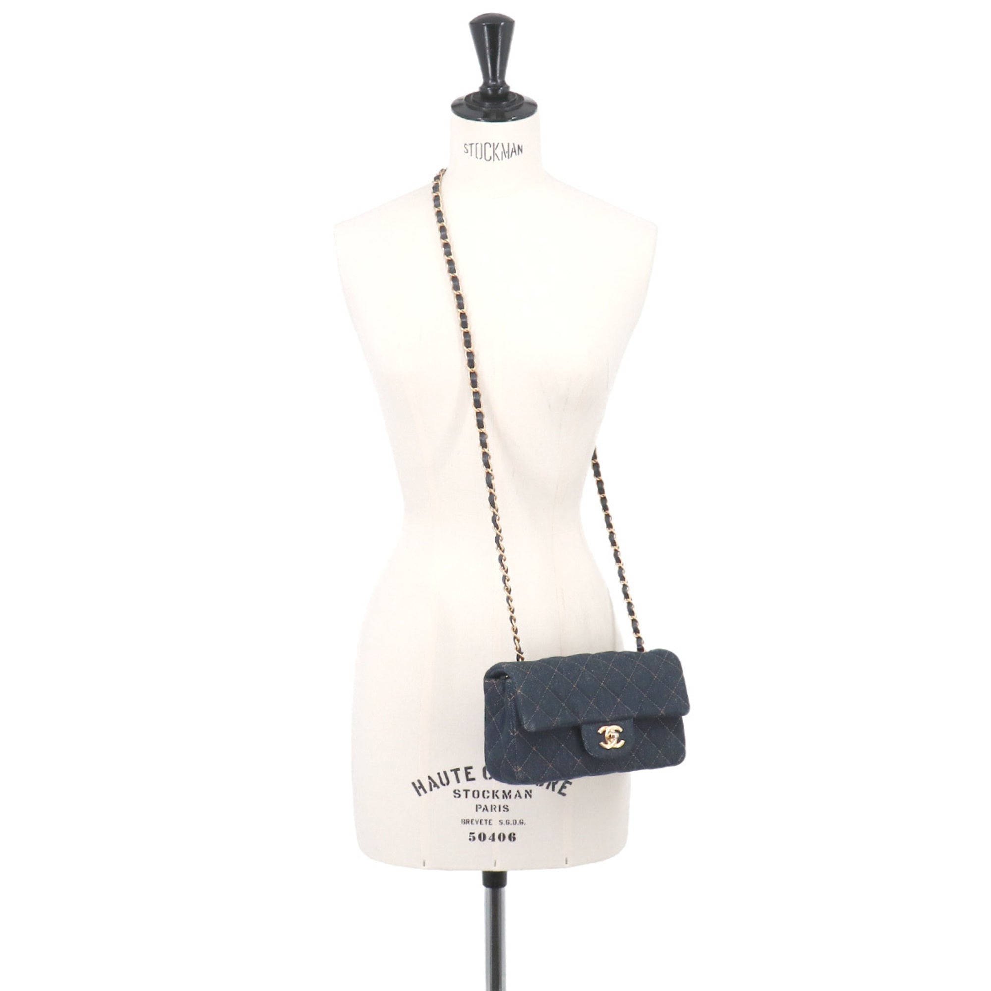 Chanel Dark Blue Denim Handbag Shoulder Bag (Pre-Owned)