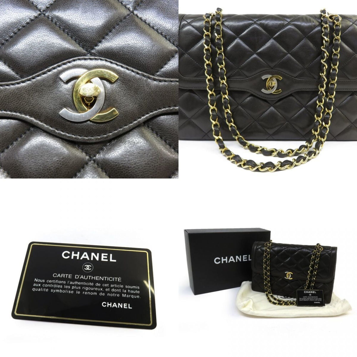 Chanel Matelasse Black Leather Shoulder Bag (Pre-Owned)