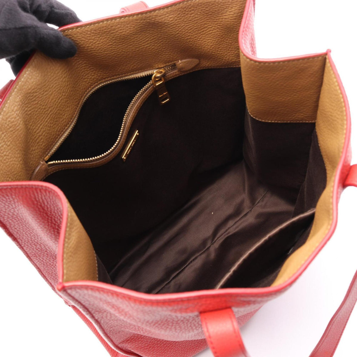 Miu Miu Red Color Leather Handbag Tote Bag (Pre-Owned)