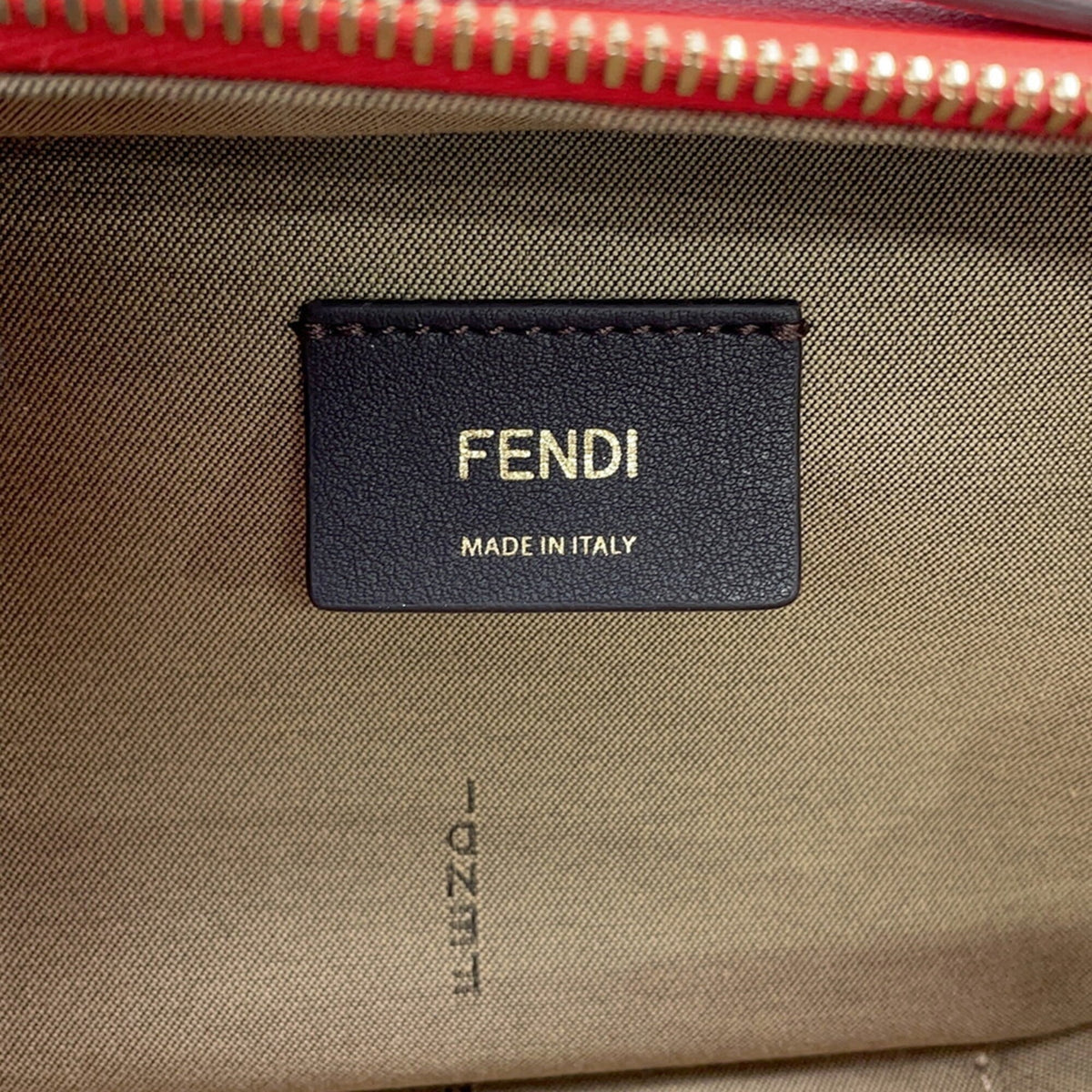 Fendi Red Color Leather Suede Handbag (Pre-Owned)