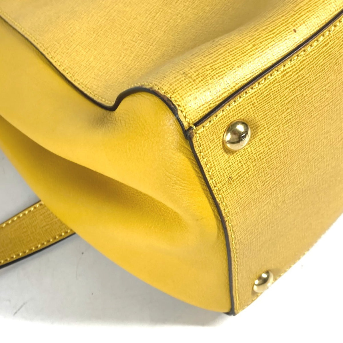 Fendi Yellow Leather Handbag Shoulder Bag Tote Bag (Pre-Owned)