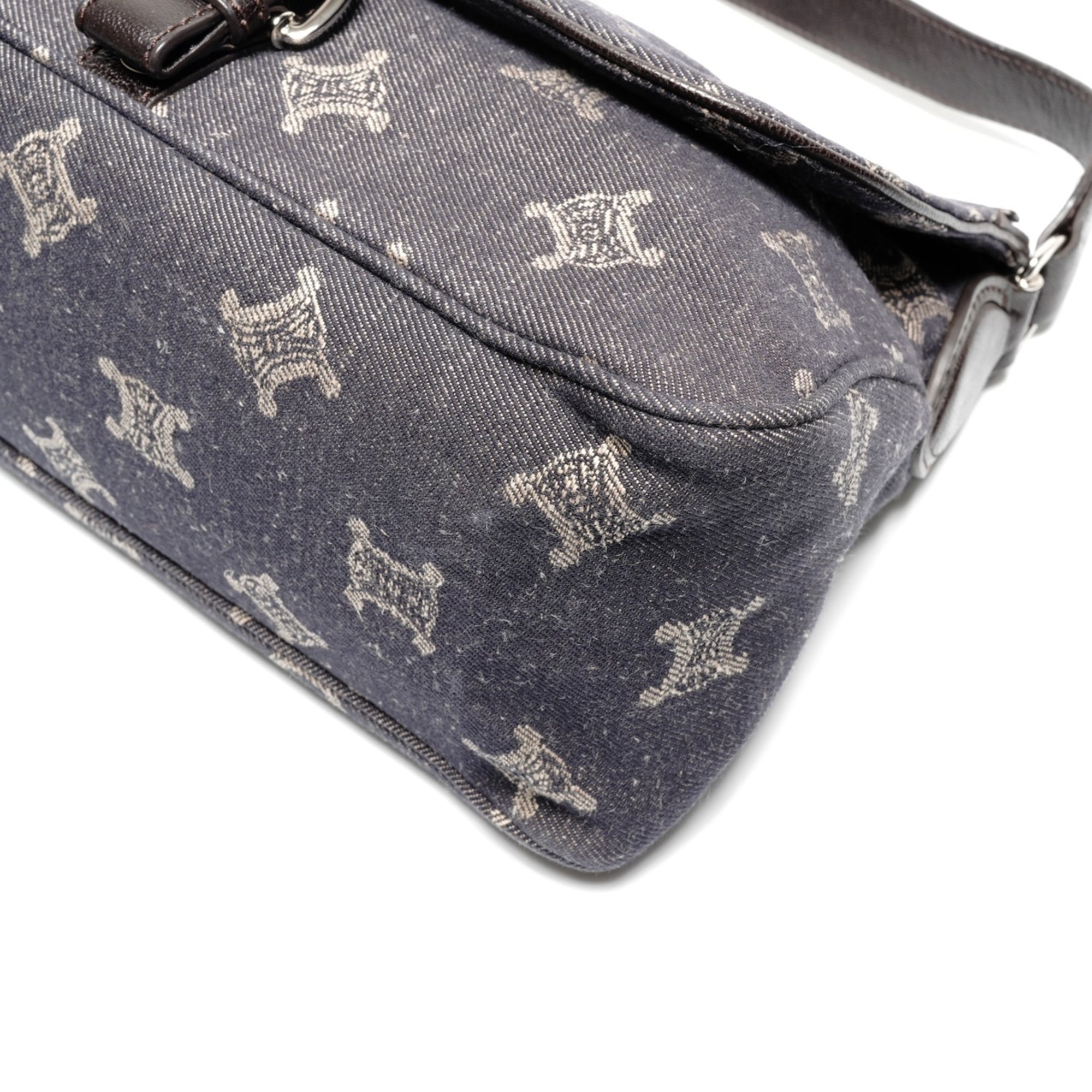 Celine Macadam Navy Denim Shoulder Bag (Pre-Owned)