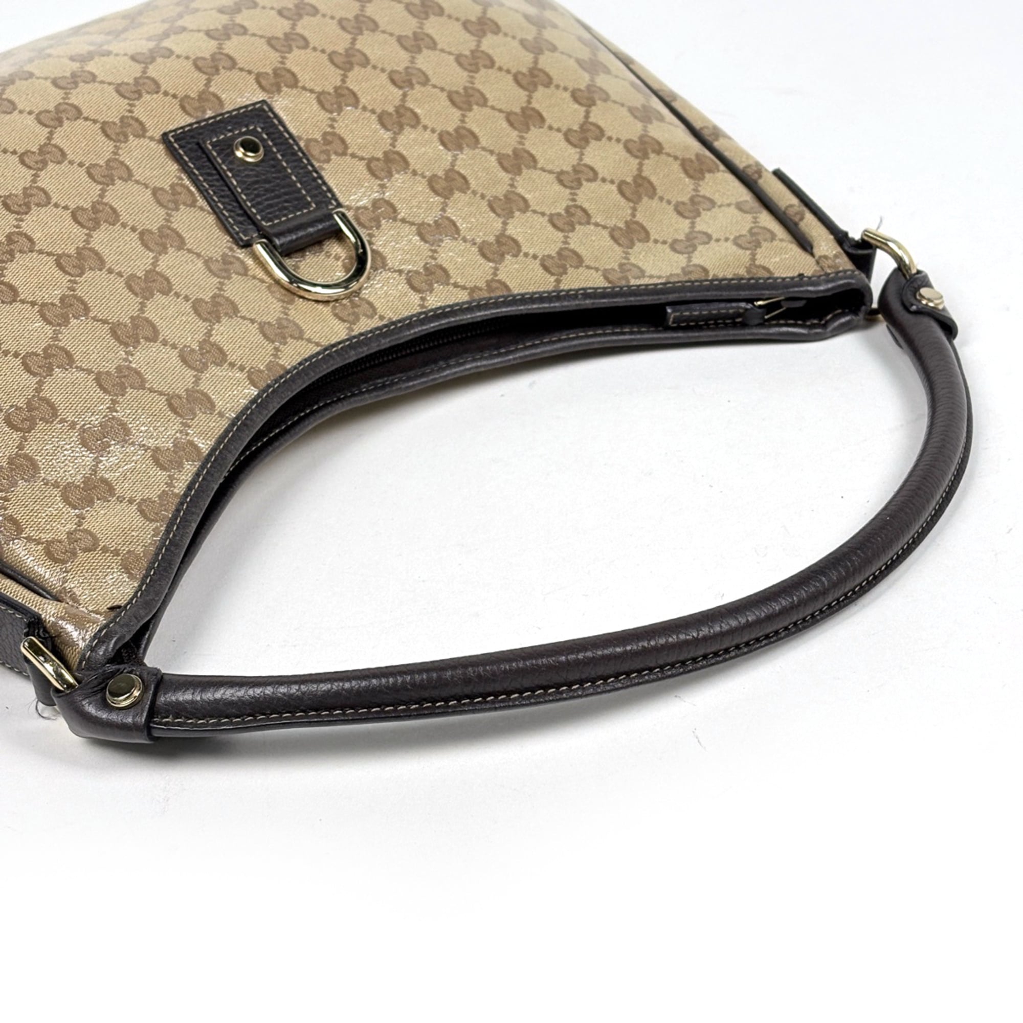 Gucci Brown Coated Canvas Leather Shoulder Bag (Pre-Owned)