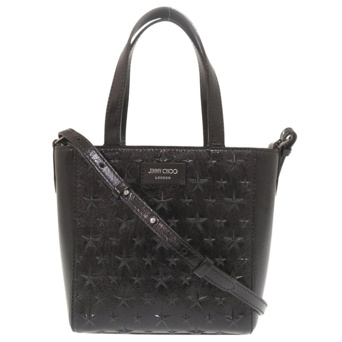 Jimmy Choo Black Patent Leather Handbag Shoulder Bag (Pre-Owned)