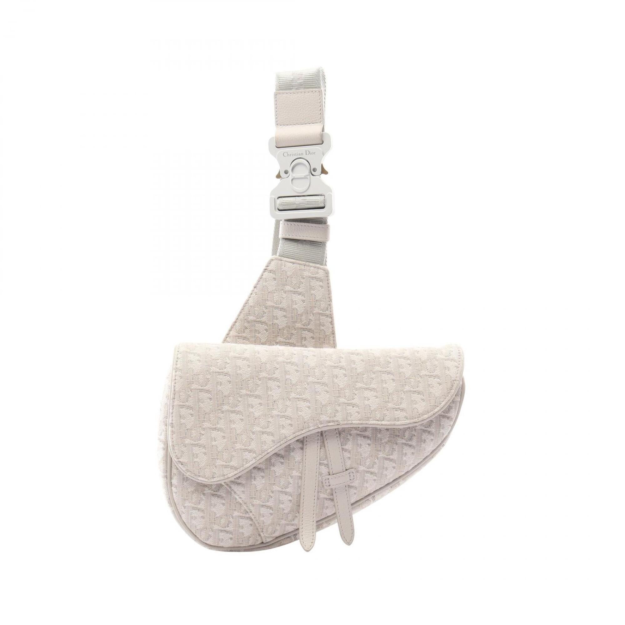 Christian Dior White Canvas Fanny Pack Handbag Saddle Bag (Pre-Owned)