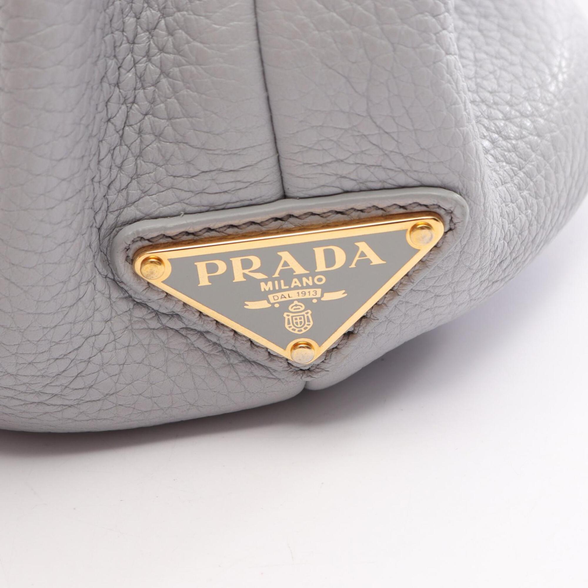 Prada Blue Leather Handbag Tote Bag (Pre-Owned)