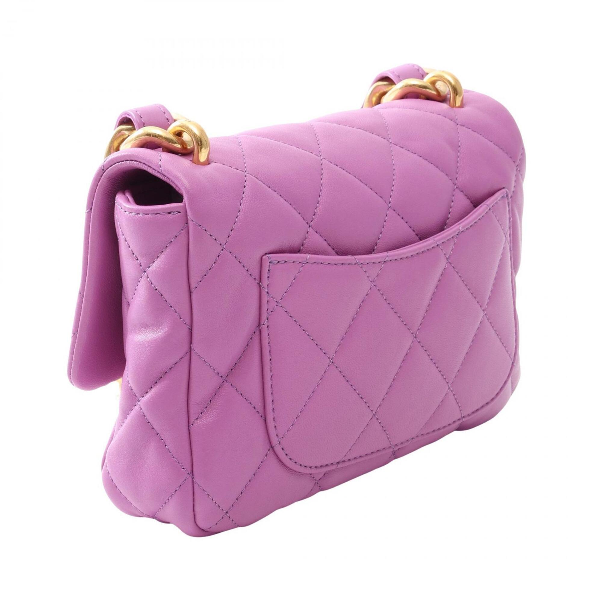 Chanel Purple Leather Handbag Shoulder Bag (Pre-Owned)