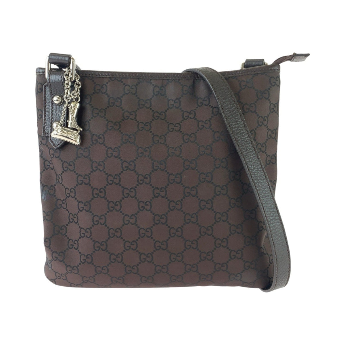 Gucci Brown Nylon Leather Messenger Bag Shoulder Bag (Pre-Owned)