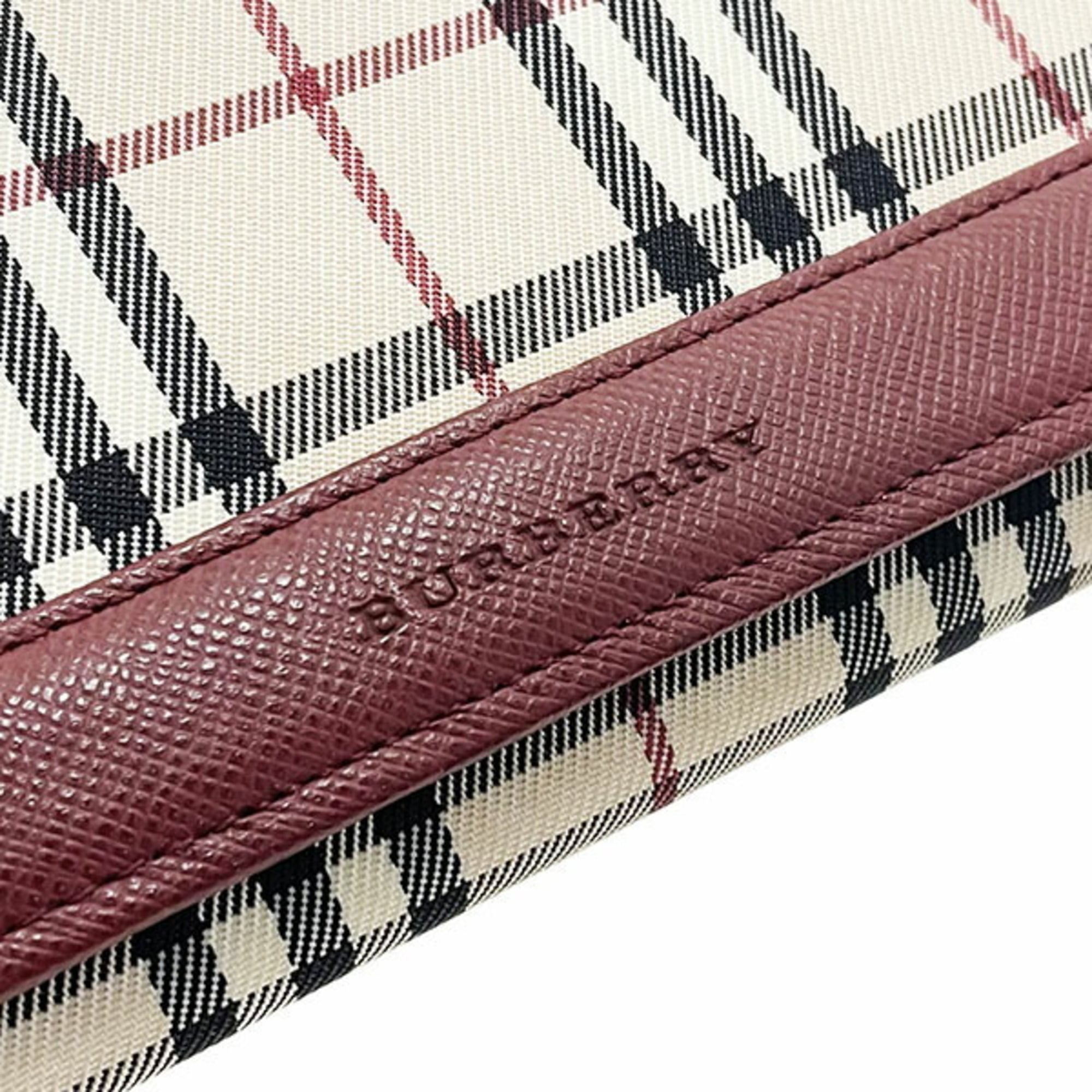 Burberry Beige Red Color Nylon Canvas Long Wallet (Bi-Fold) (Pre-Owned)