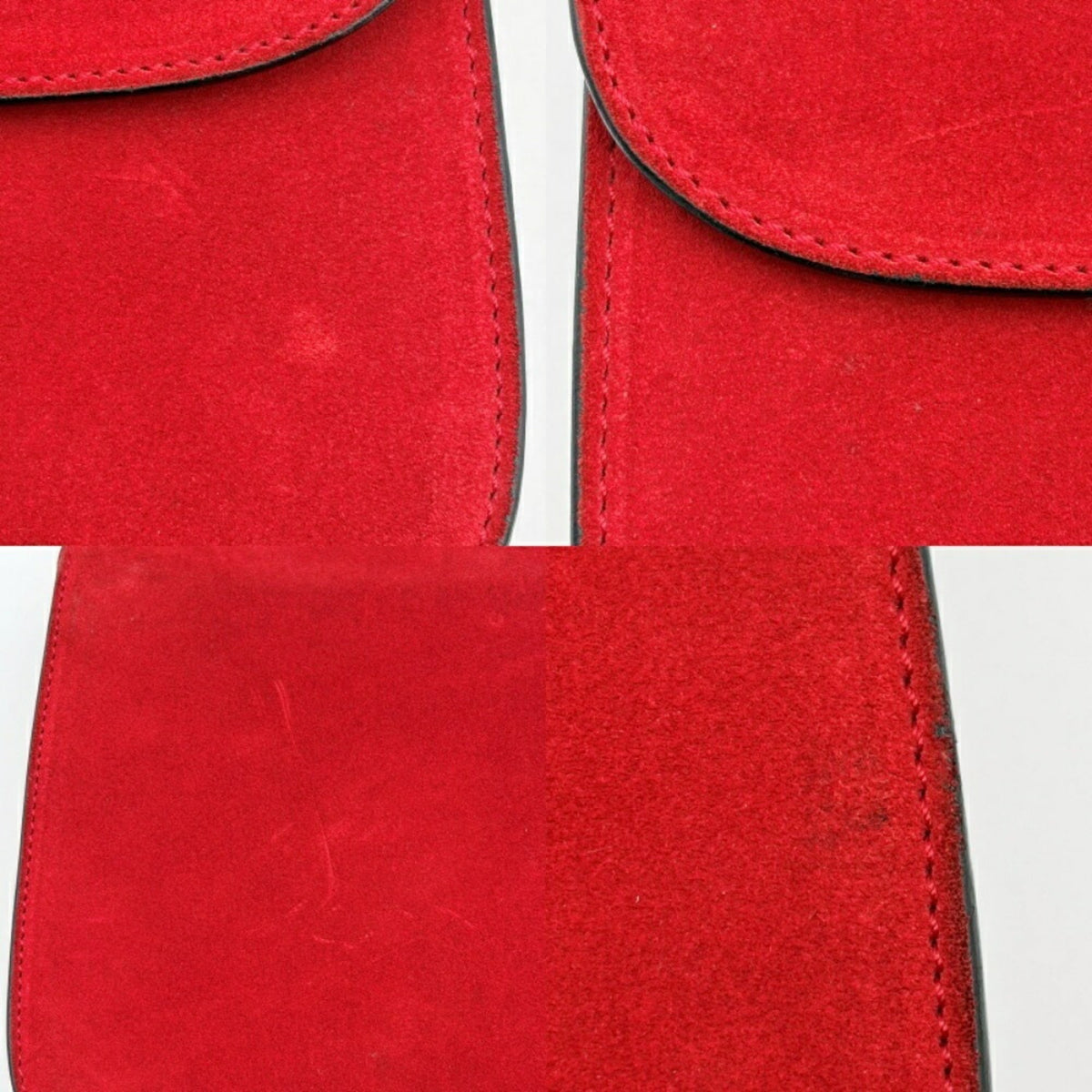 Celine Red Color Suede Leather Handbag (Pre-Owned)