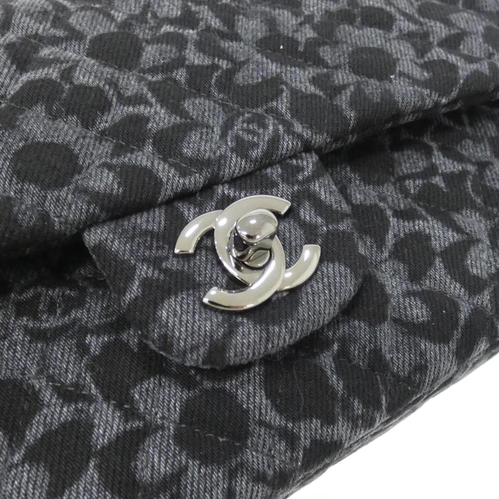 Chanel Black Gray Denim Shoulder Bag (Pre-Owned)