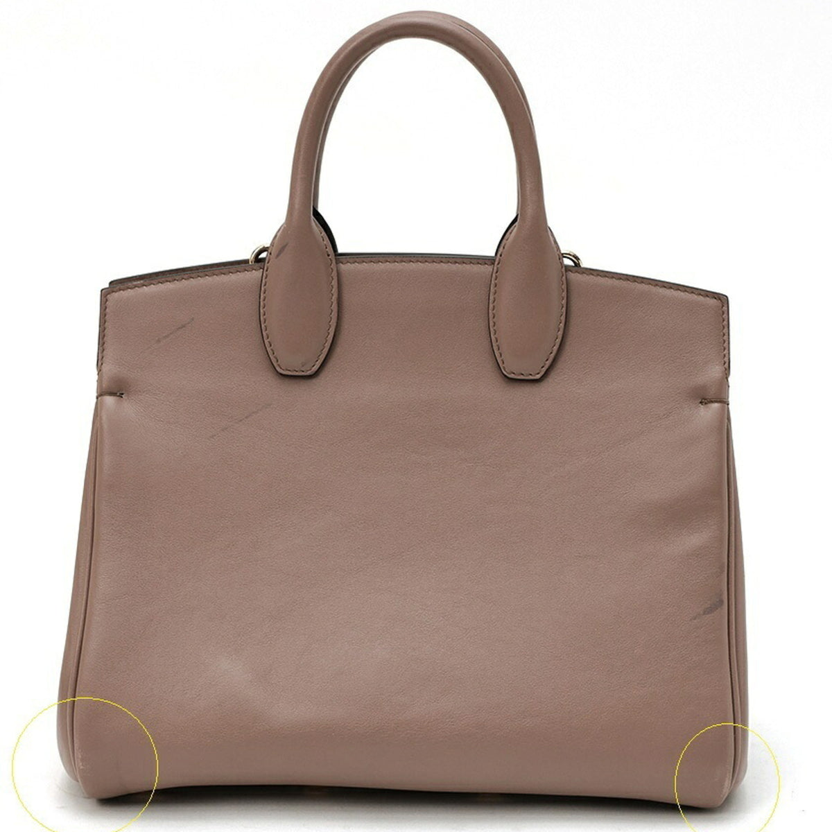 Salvatore Ferragamo Grayish Leather Handbag Shoulder Bag (Pre-Owned)