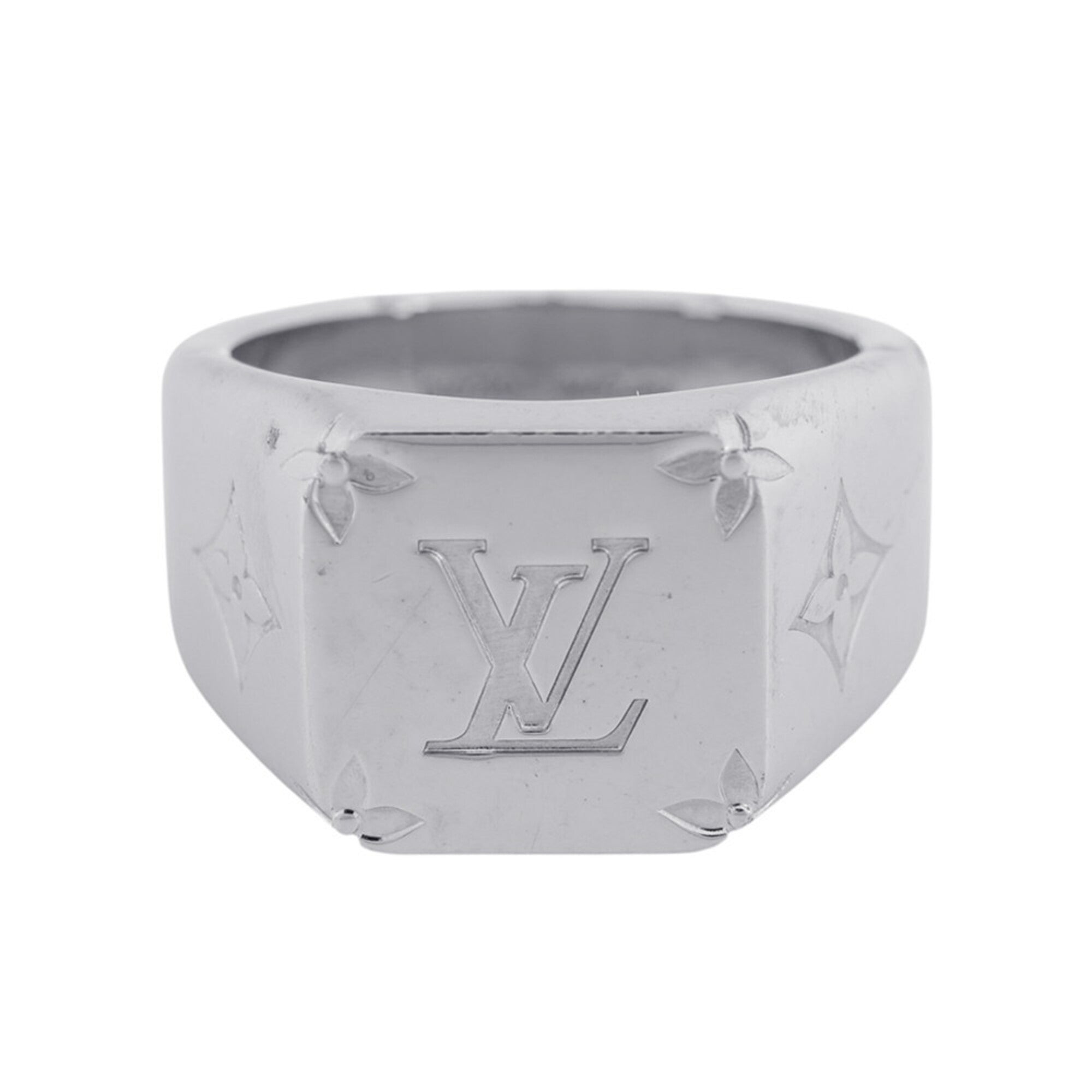 Louis Vuitton Silver Metal Band Ring (Pre-Owned)