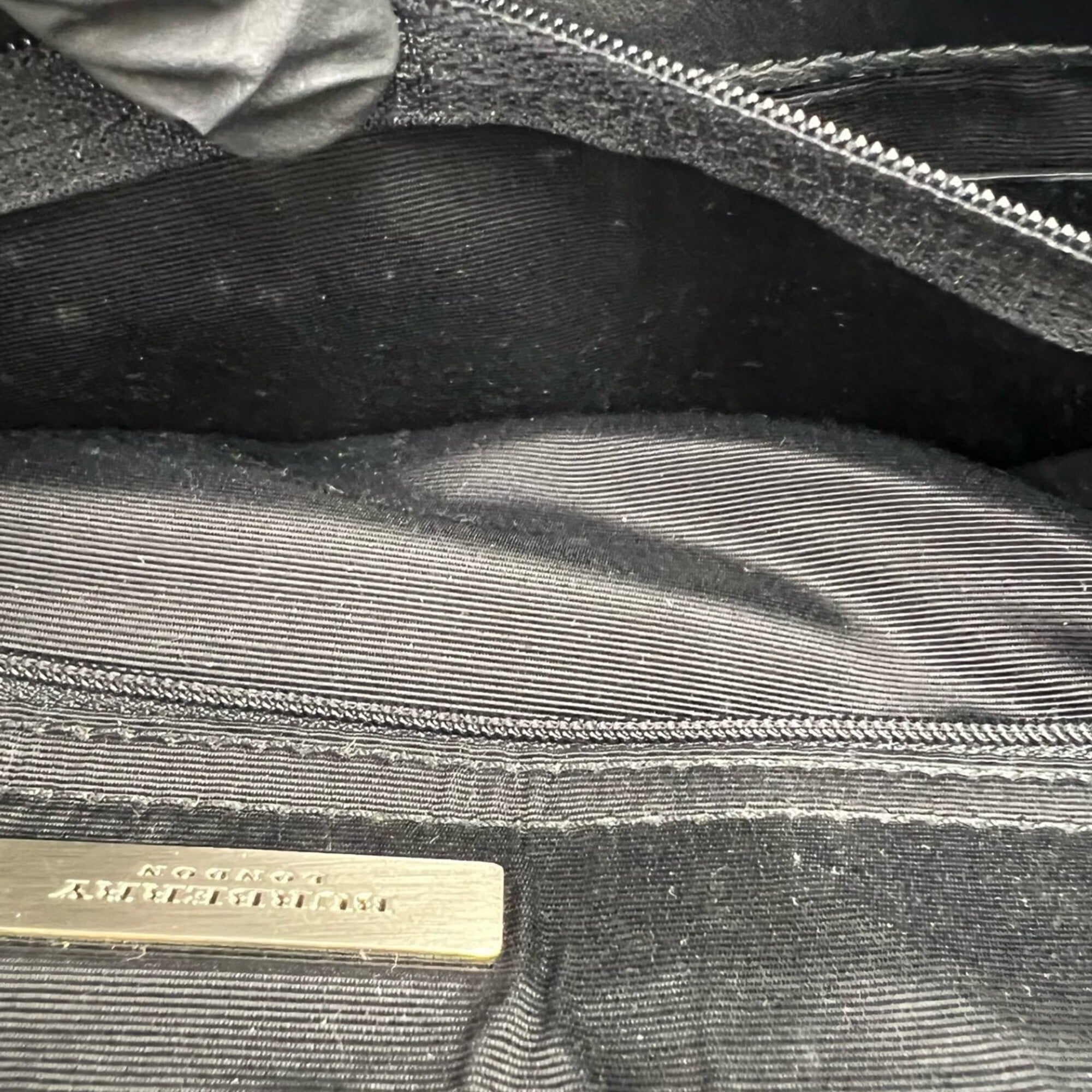 Burberry Beige Black Leather Canvas Handbag Tote Bag (Pre-Owned)