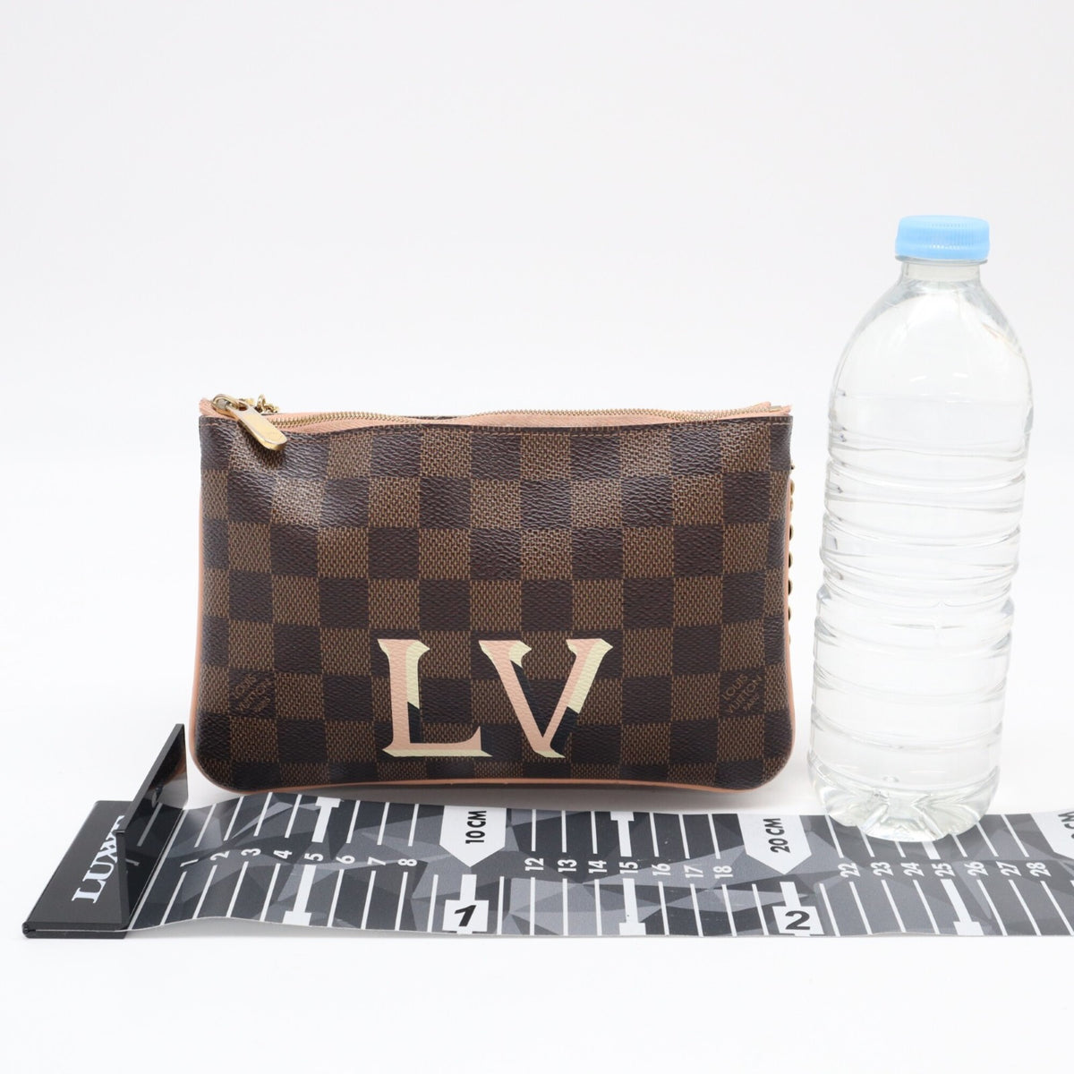 Louis Vuitton Beige Pink Brown Damier Canvas Galle Coated Canvas Leather Pochette Shoulder Bag (Pre-Owned)
