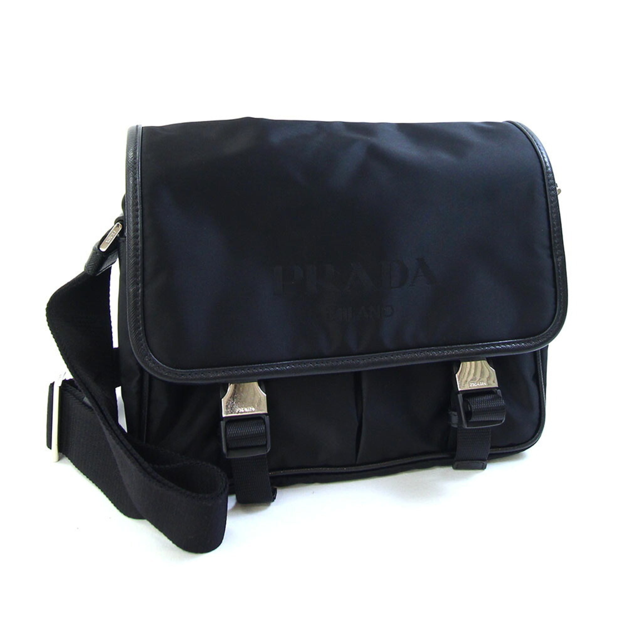 Prada Black Nylon Leather Shoulder Bag (Pre-Owned)