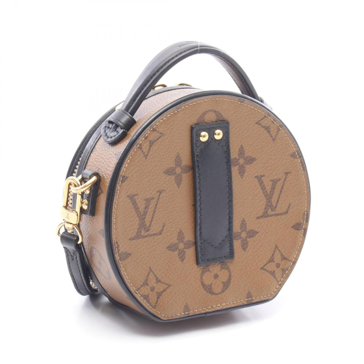 Louis Vuitton Black Brown Coated Canvas Leather Handbag (Pre-Owned)