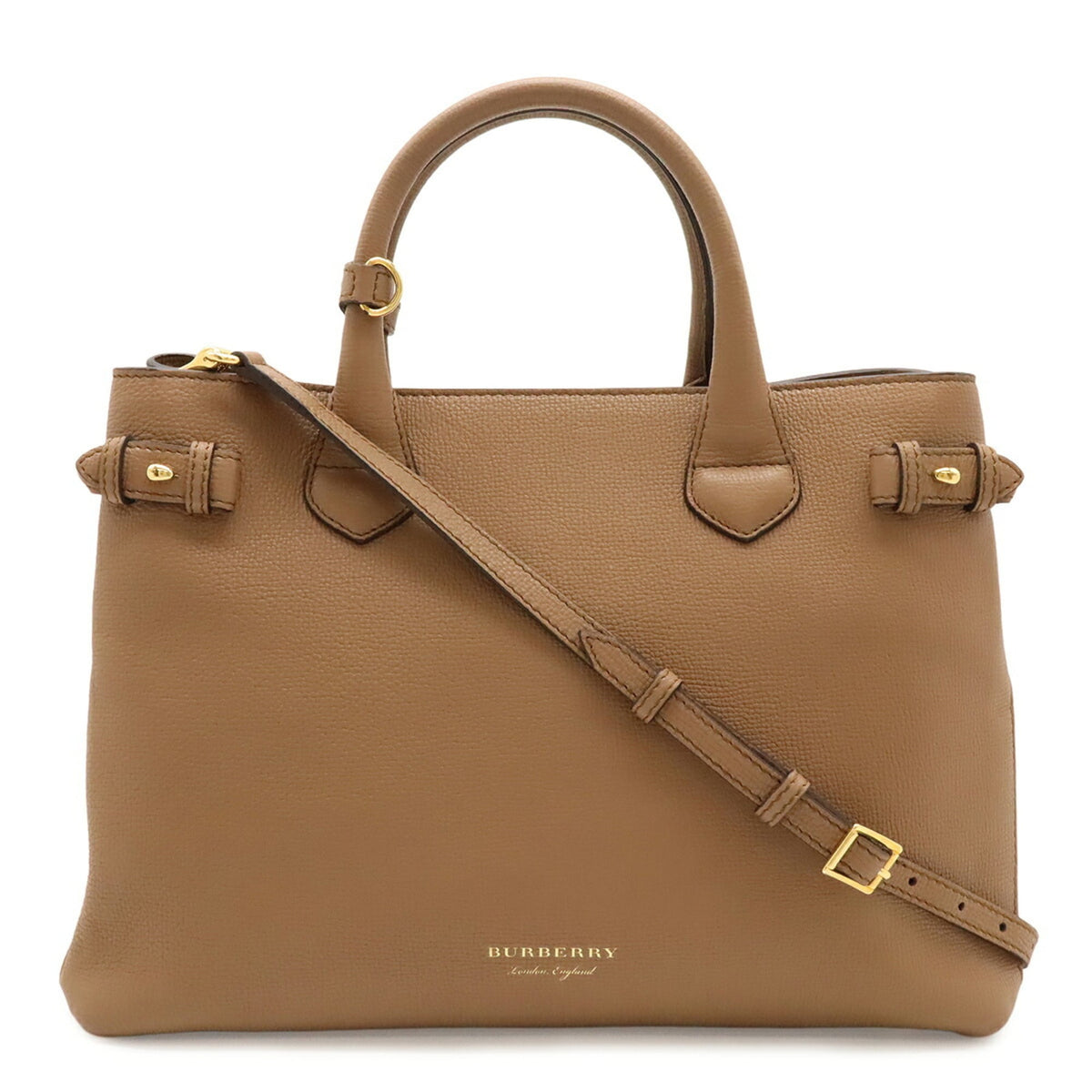 Burberry Beige Brown Leather Handbag Shoulder Bag (Pre-Owned)