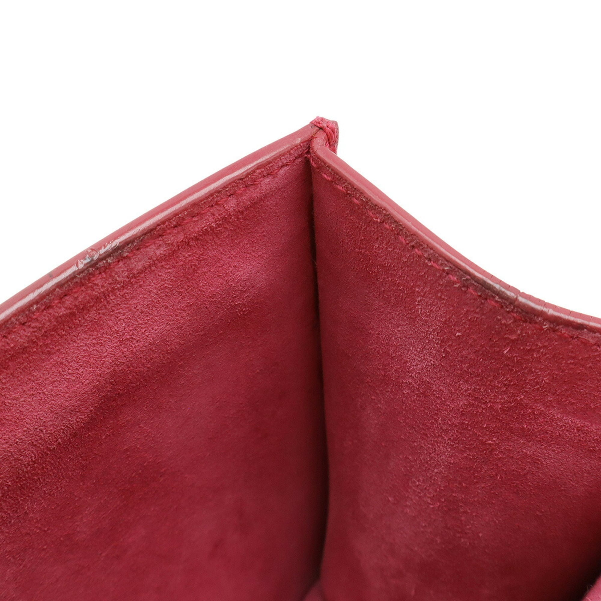 Yves Saint Laurent Red Color Leather Pochette Shoulder Bag (Pre-Owned)
