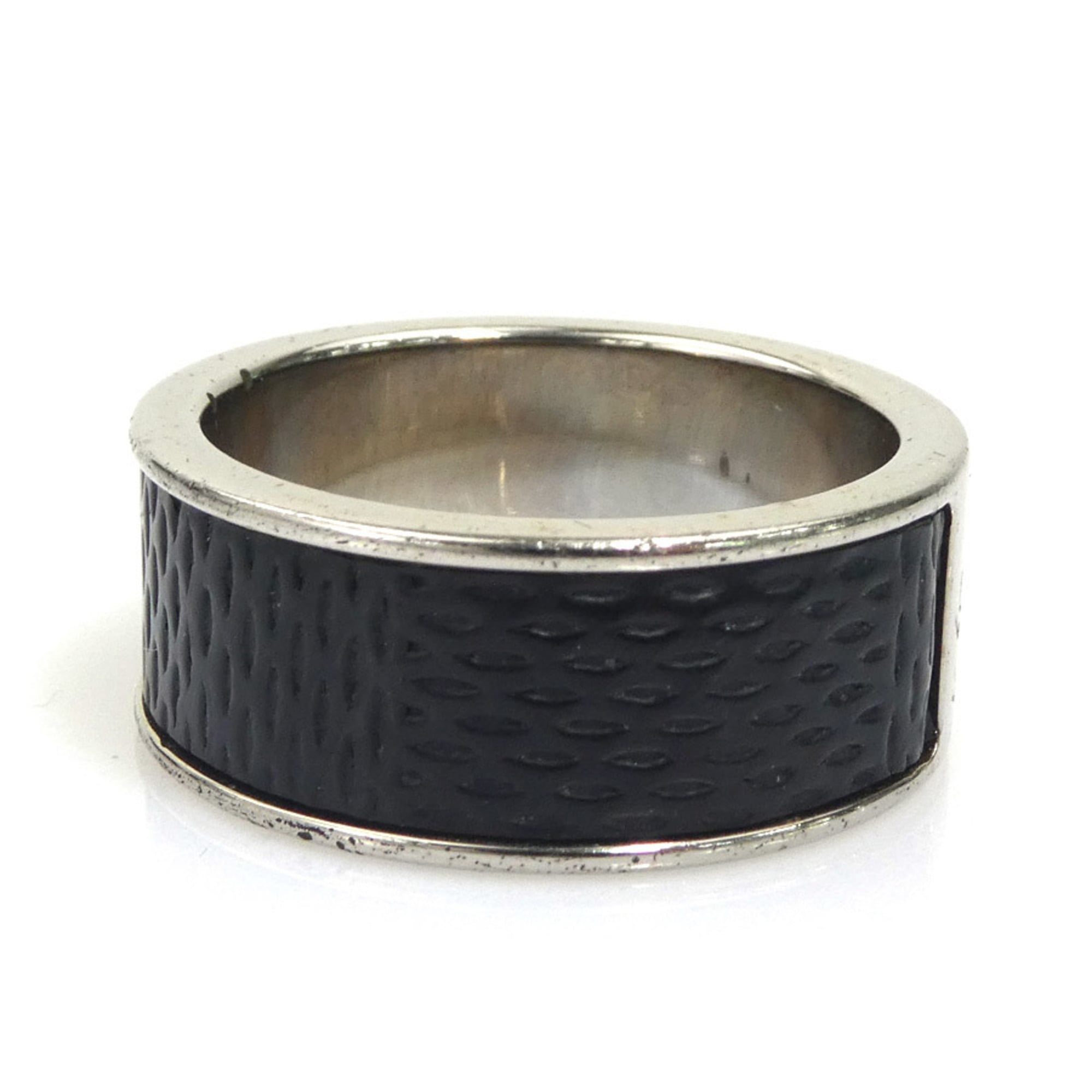 Louis Vuitton Black Damier Canvas Metal Band Ring (Pre-Owned)