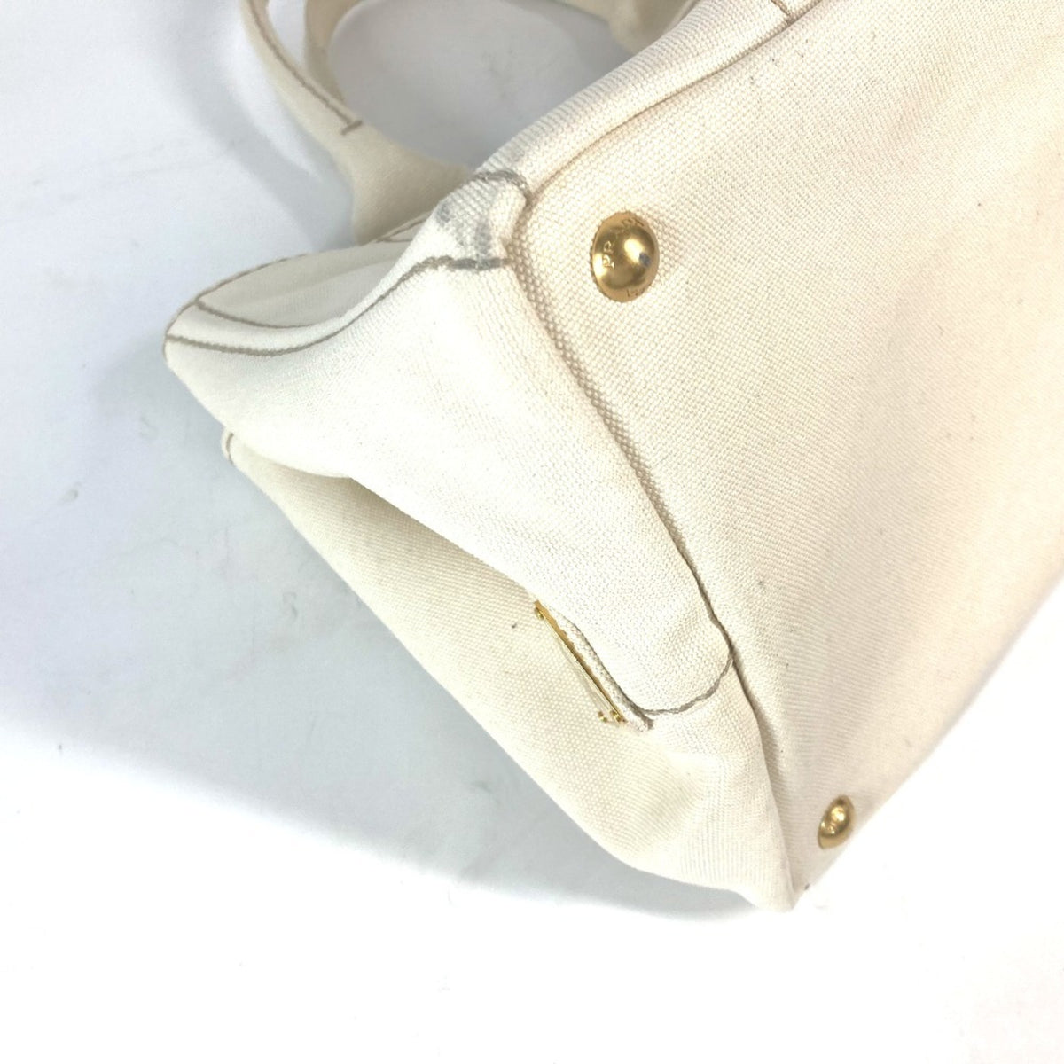 Prada Ivory Canvas Handbag Tote Bag (Pre-Owned)