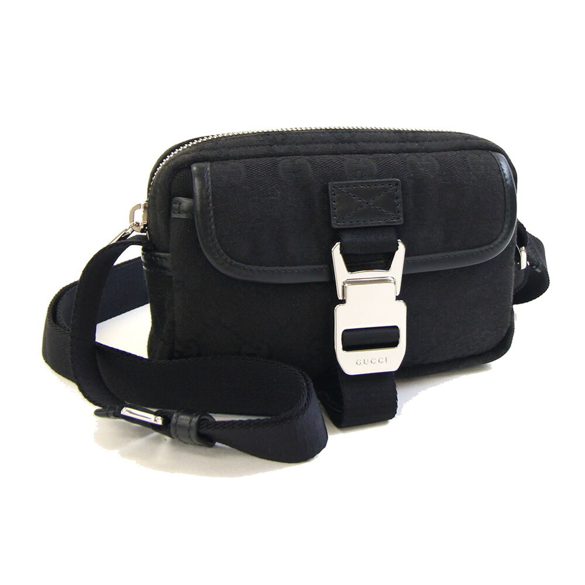 Gucci Black Canvas Leather Pochette Shoulder Bag (Pre-Owned)