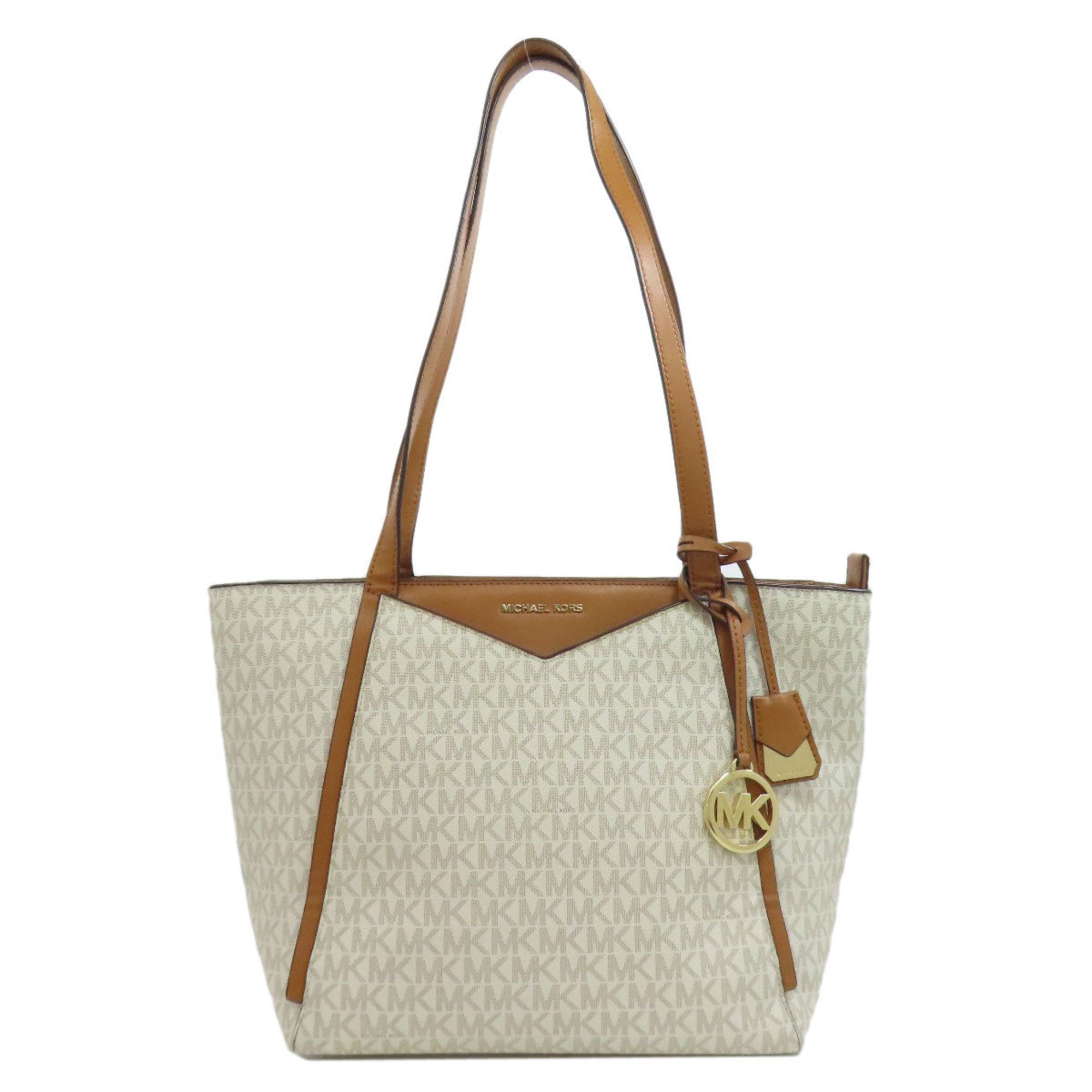 Michael Kors Brown White Pvc Tote Bag (Pre-Owned)
