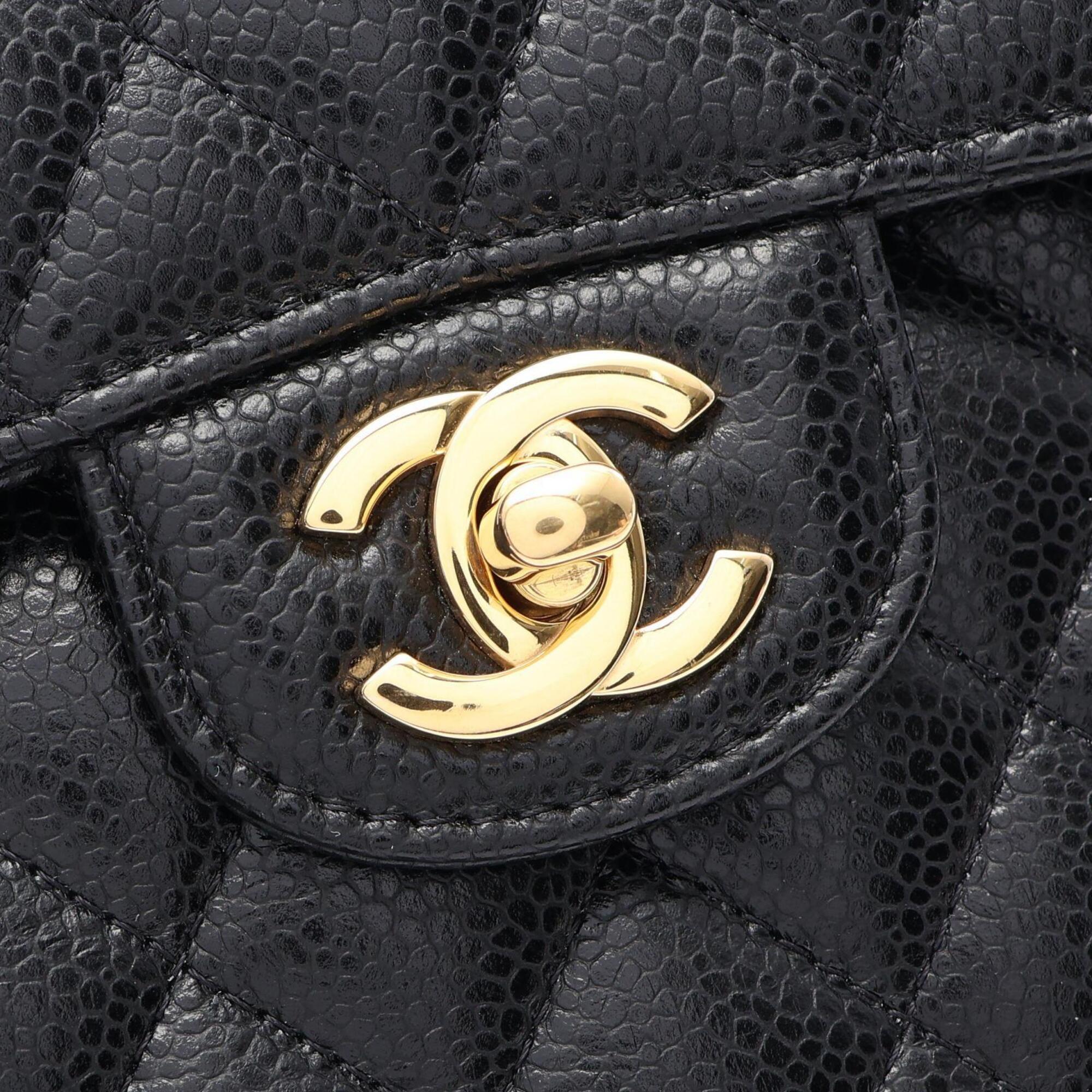 Chanel Black Grained Calfskin Handbag Shoulder Bag (Pre-Owned)