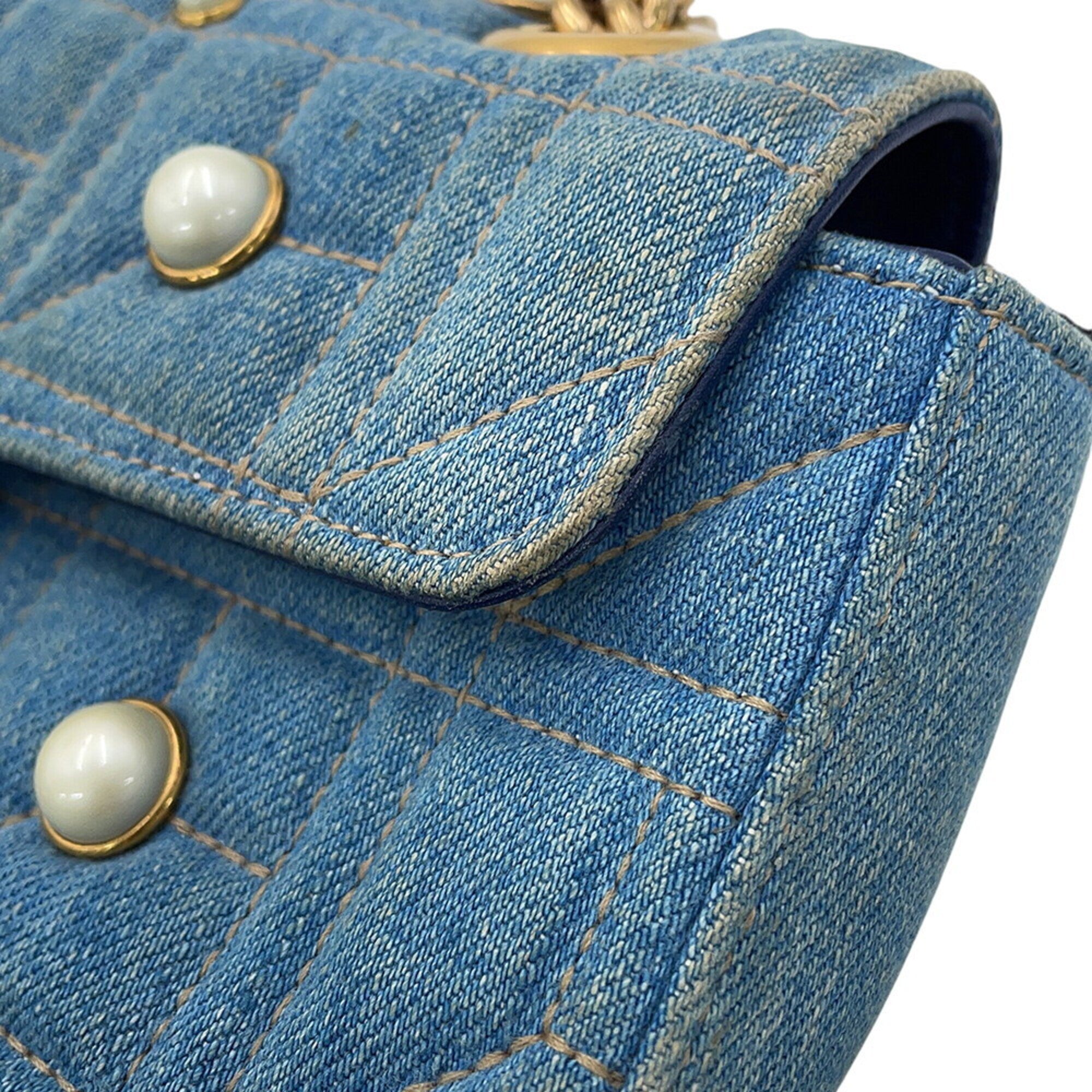 Gucci Gg Marmont Blue Denim Leather Handbag Shoulder Bag (Pre-Owned)
