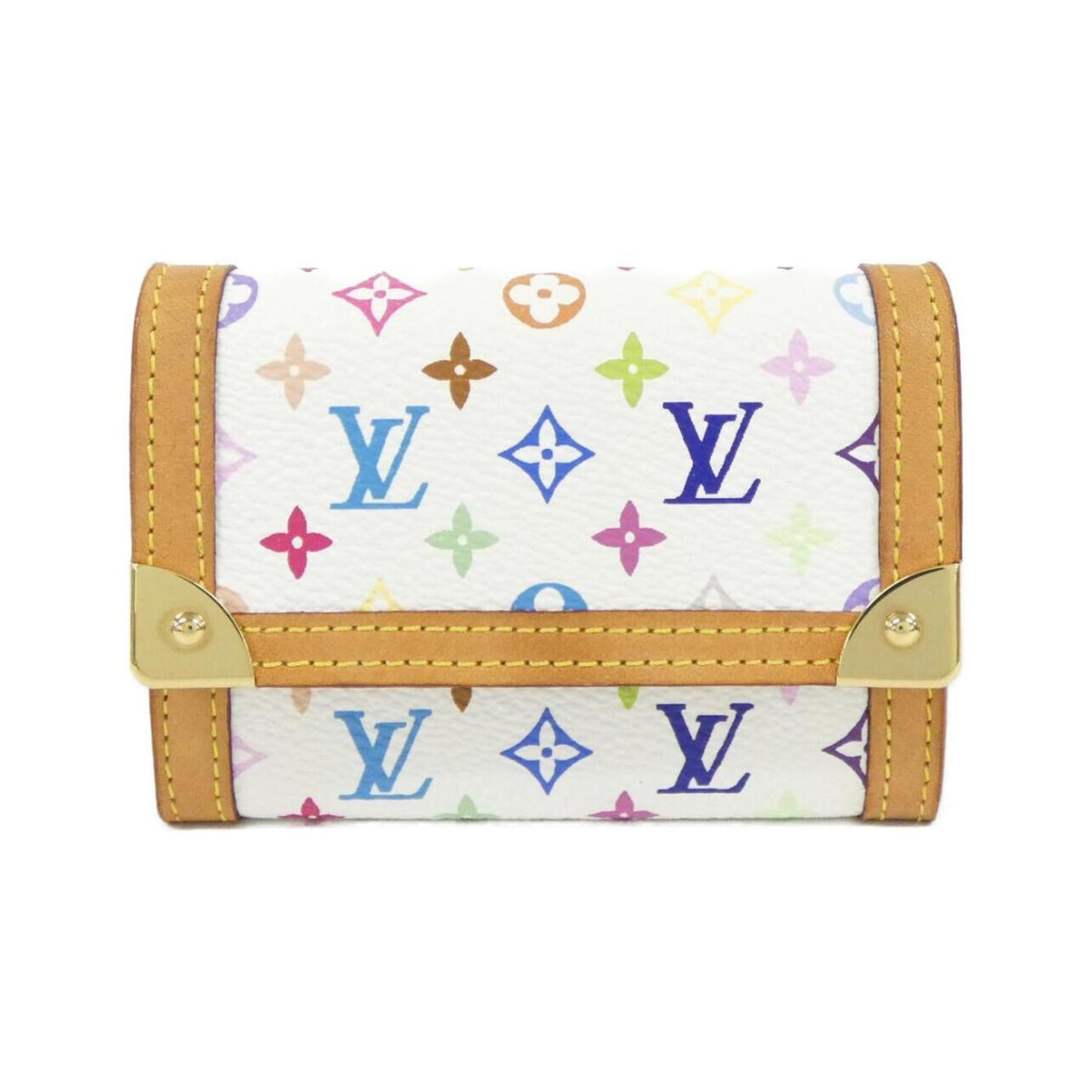 Louis Vuitton Multi-Color White Coated Canvas Coin Purse/Coin Case (Pre-Owned)