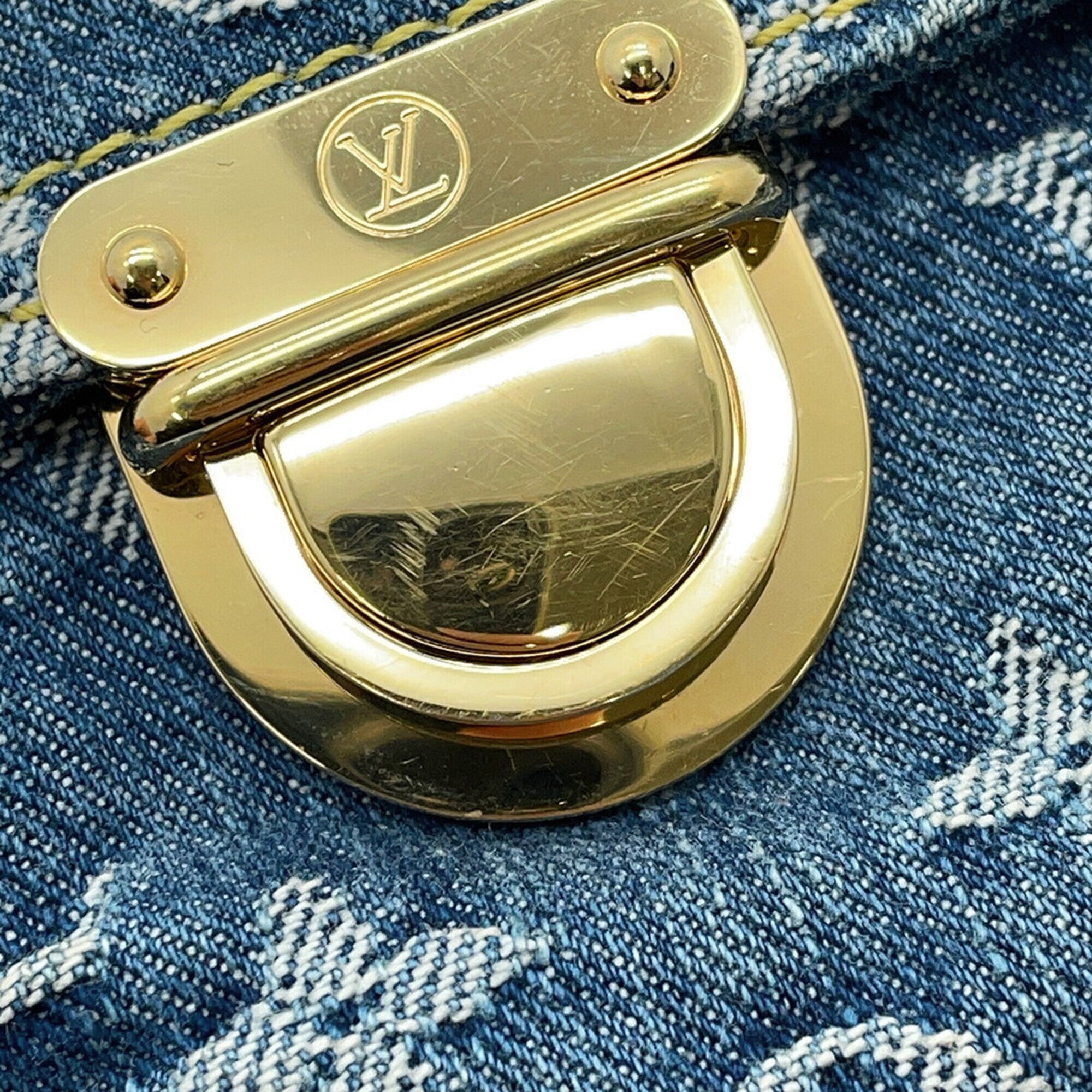 Louis Vuitton Monogram Denim Blue Yellow Monogram Denim Handbag Shoulder Bag (Pre-Owned)