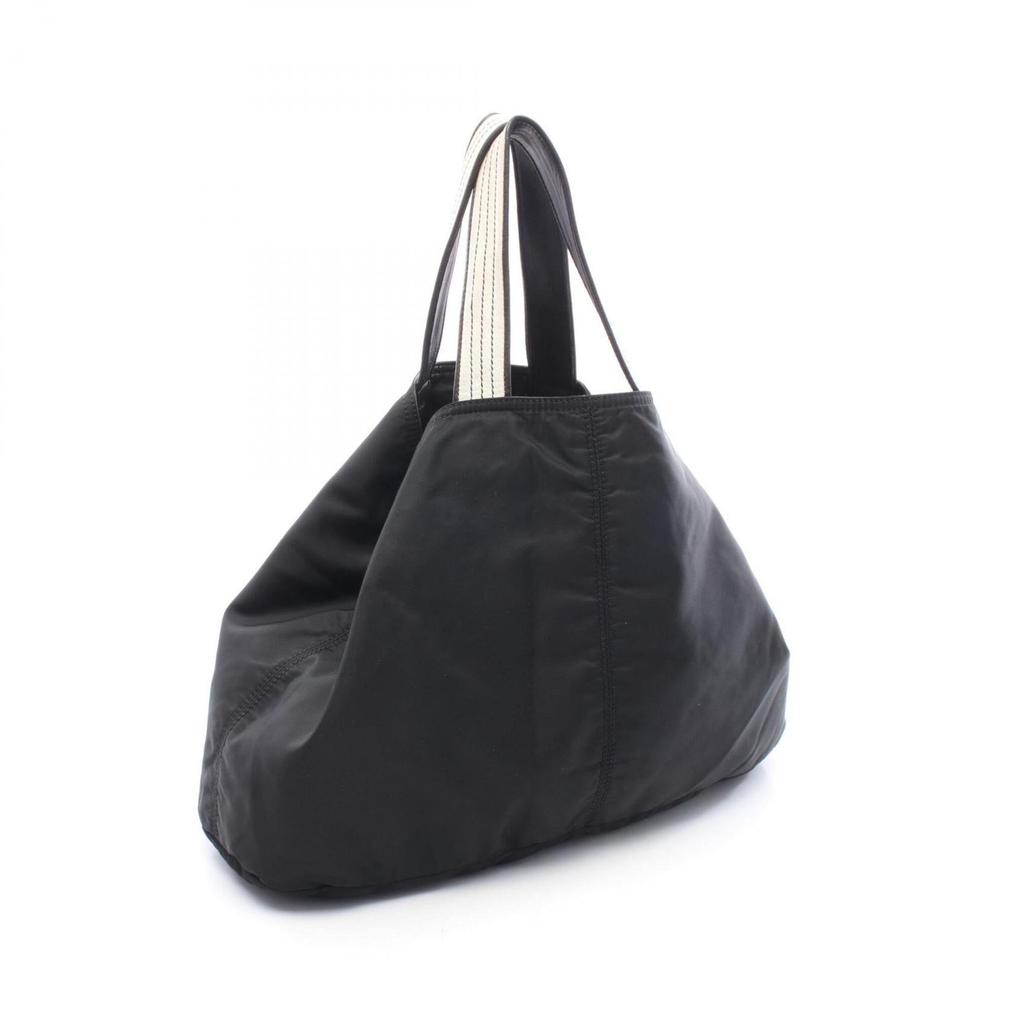 Prada Black Nylon Leather Handbag Tote Bag (Pre-Owned)