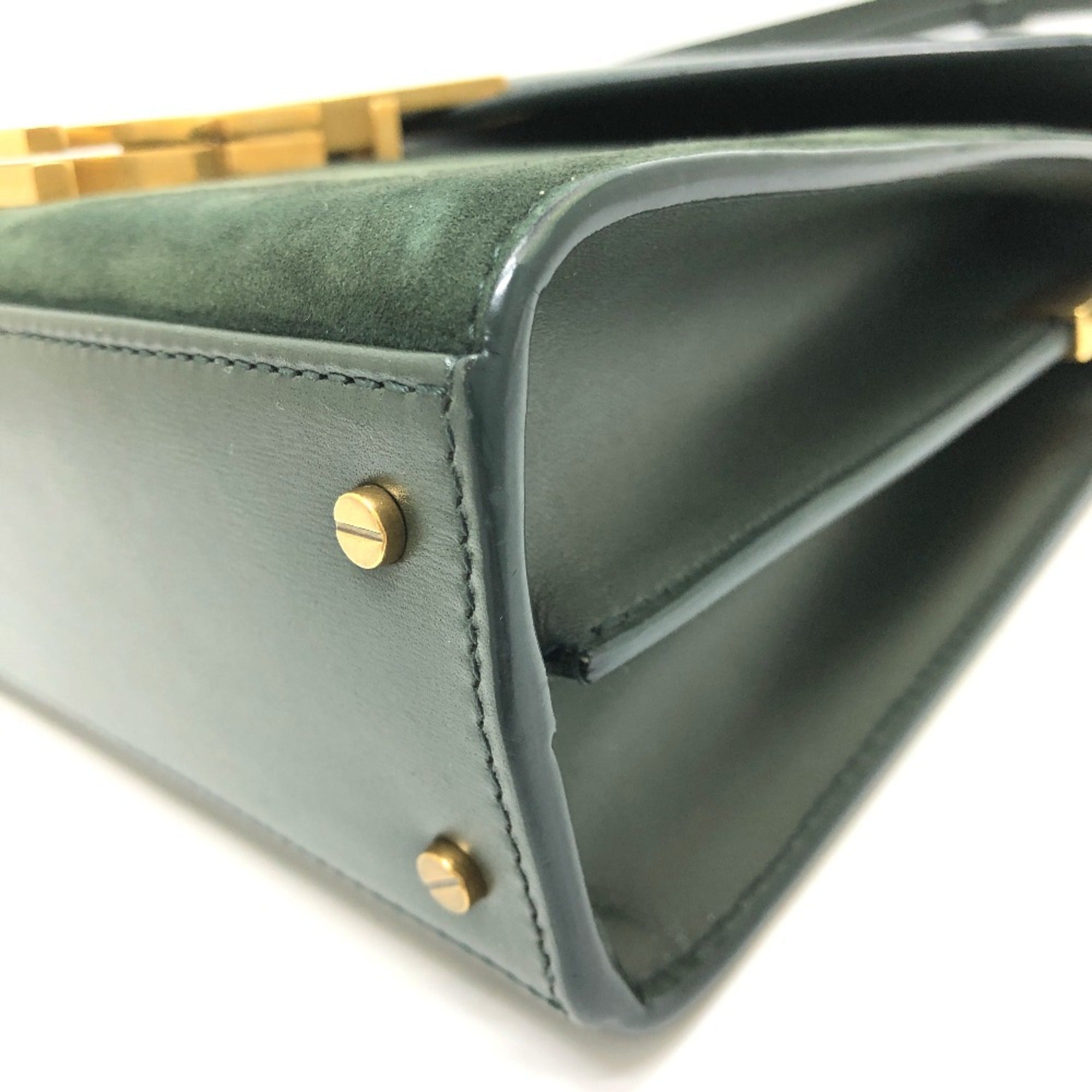 Yves Saint Laurent Green Leather Suede Handbag (Pre-Owned)