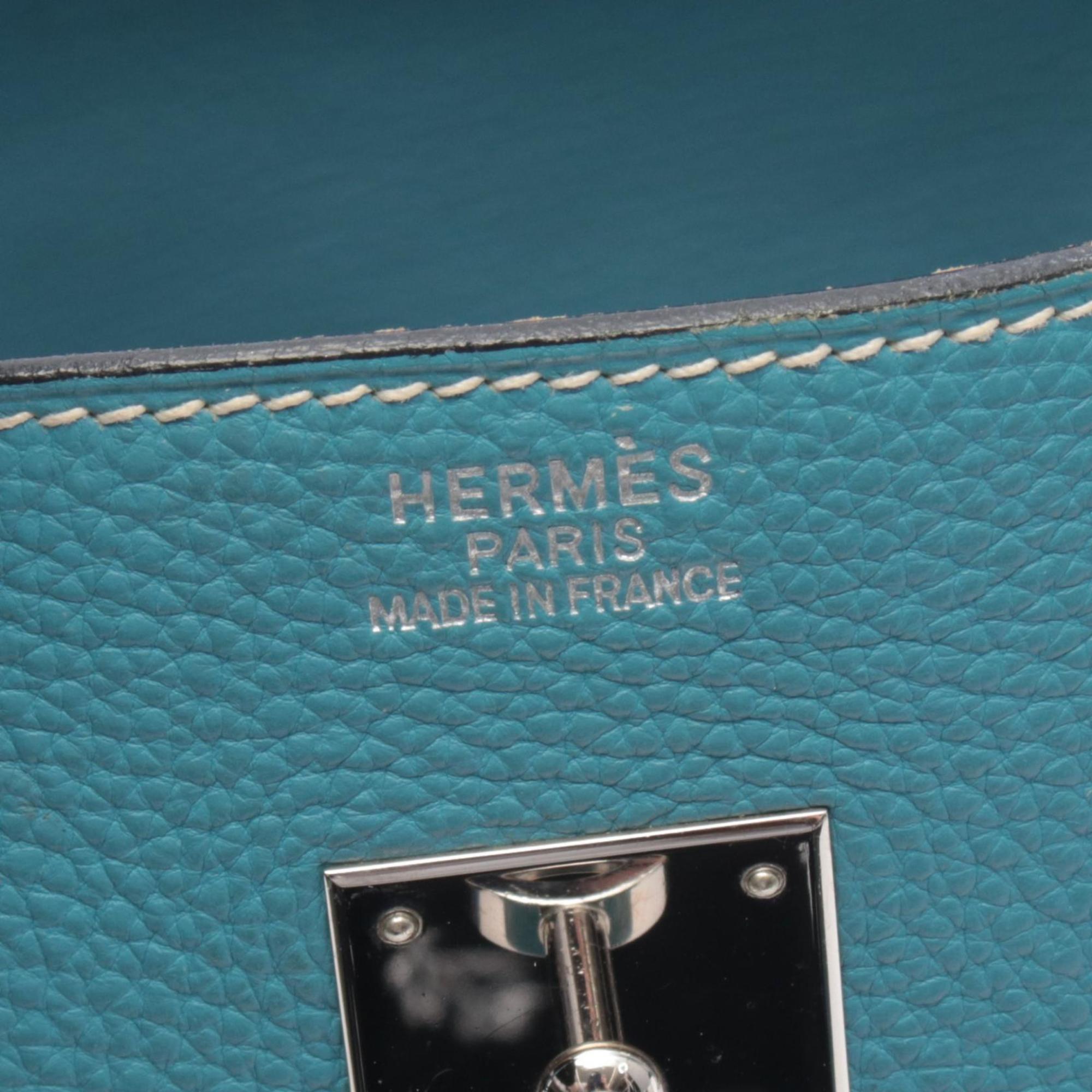Hermes Blue Leather Handbag (Pre-Owned)