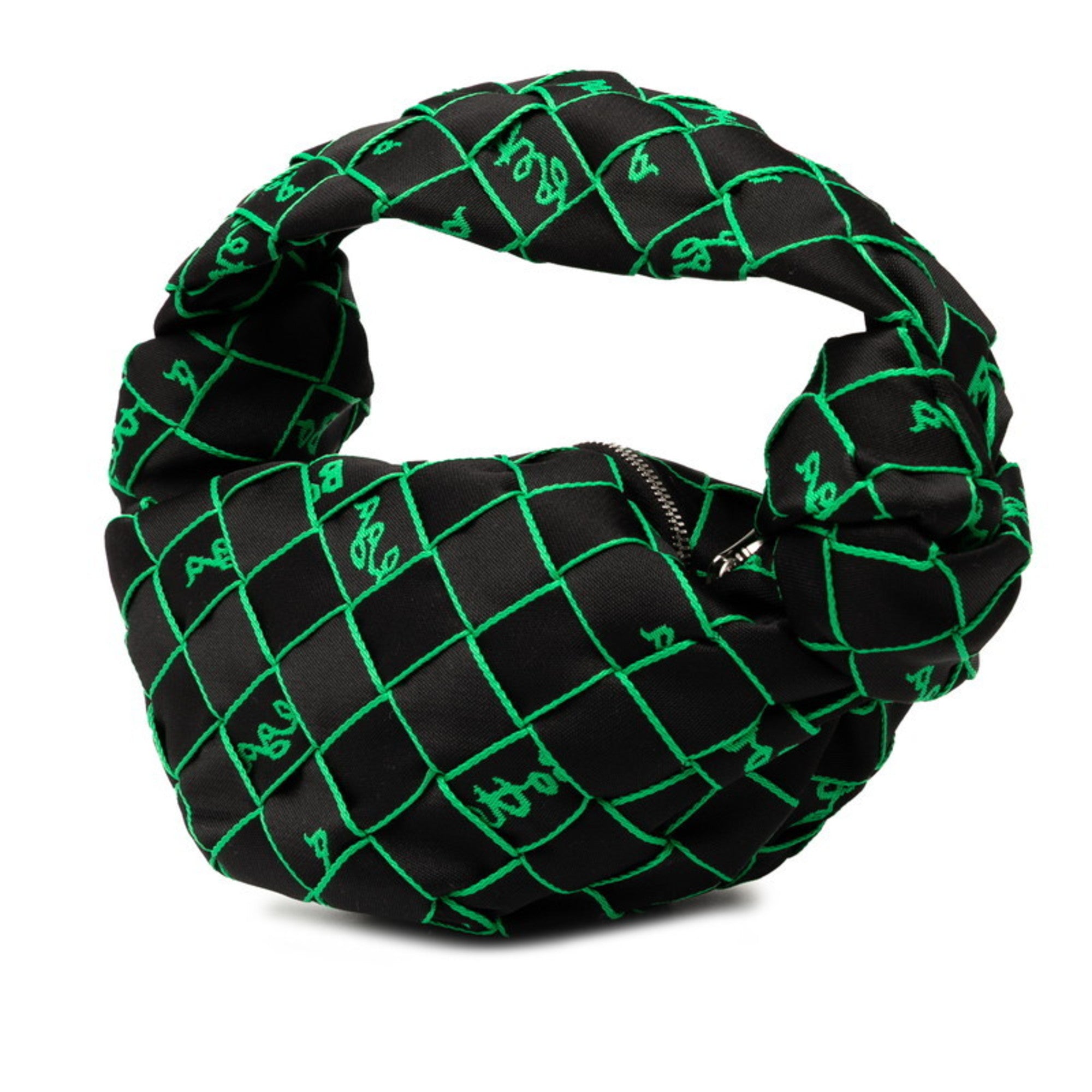 Bottega Veneta Black Green Polyester Handbag Shoulder Bag (Pre-Owned)