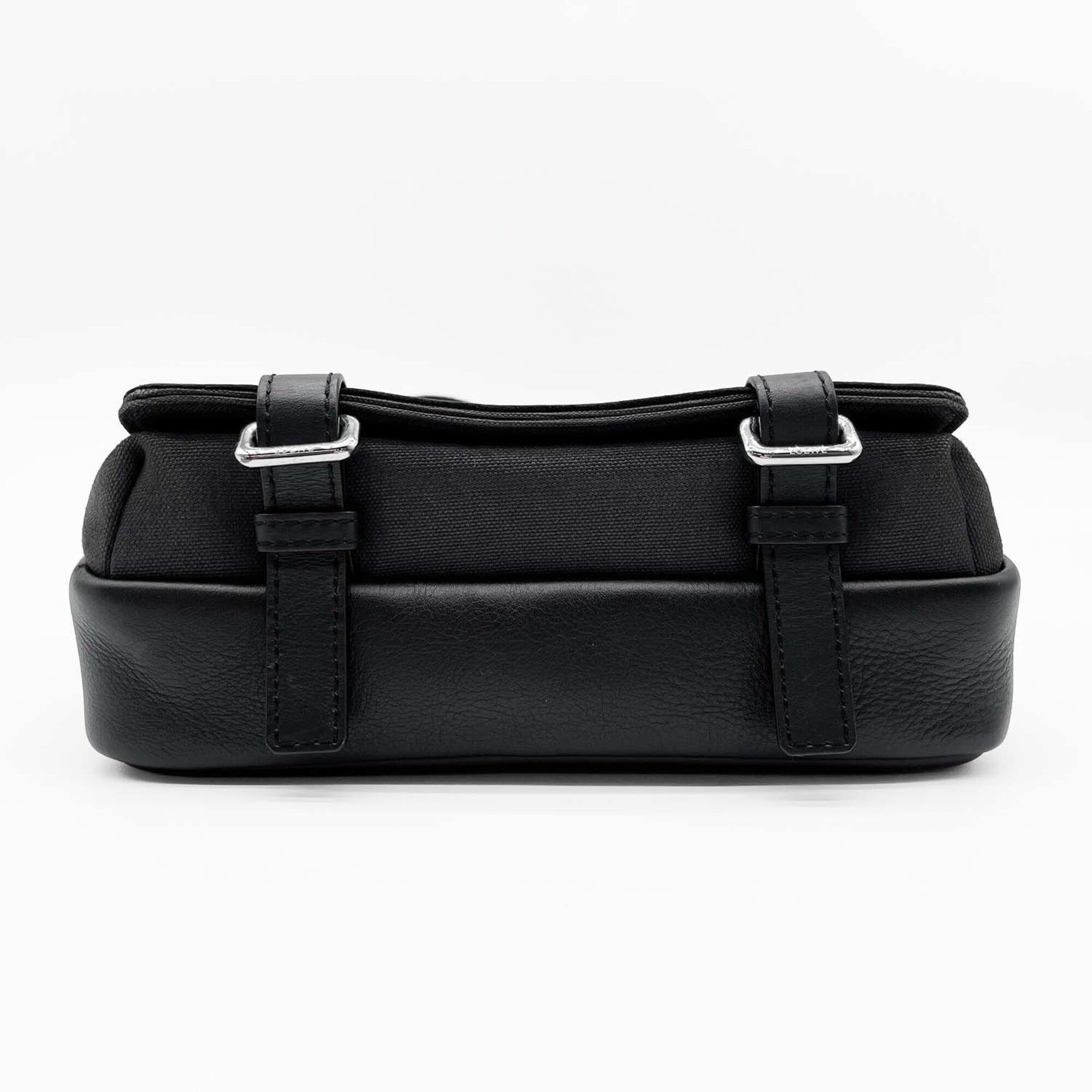 Loewe Black Gray Canvas Leather Messenger Bag Shoulder Bag (Pre-Owned)