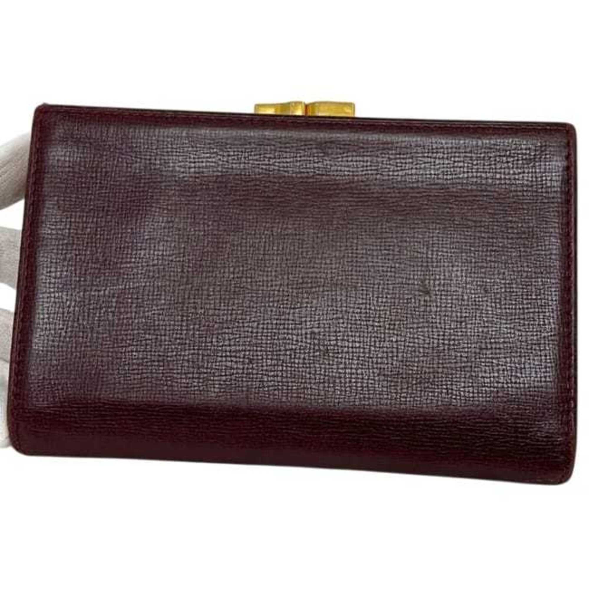 Cartier Bordeaux Wine Red Leather Wallet (Tri-Fold) (Pre-Owned)