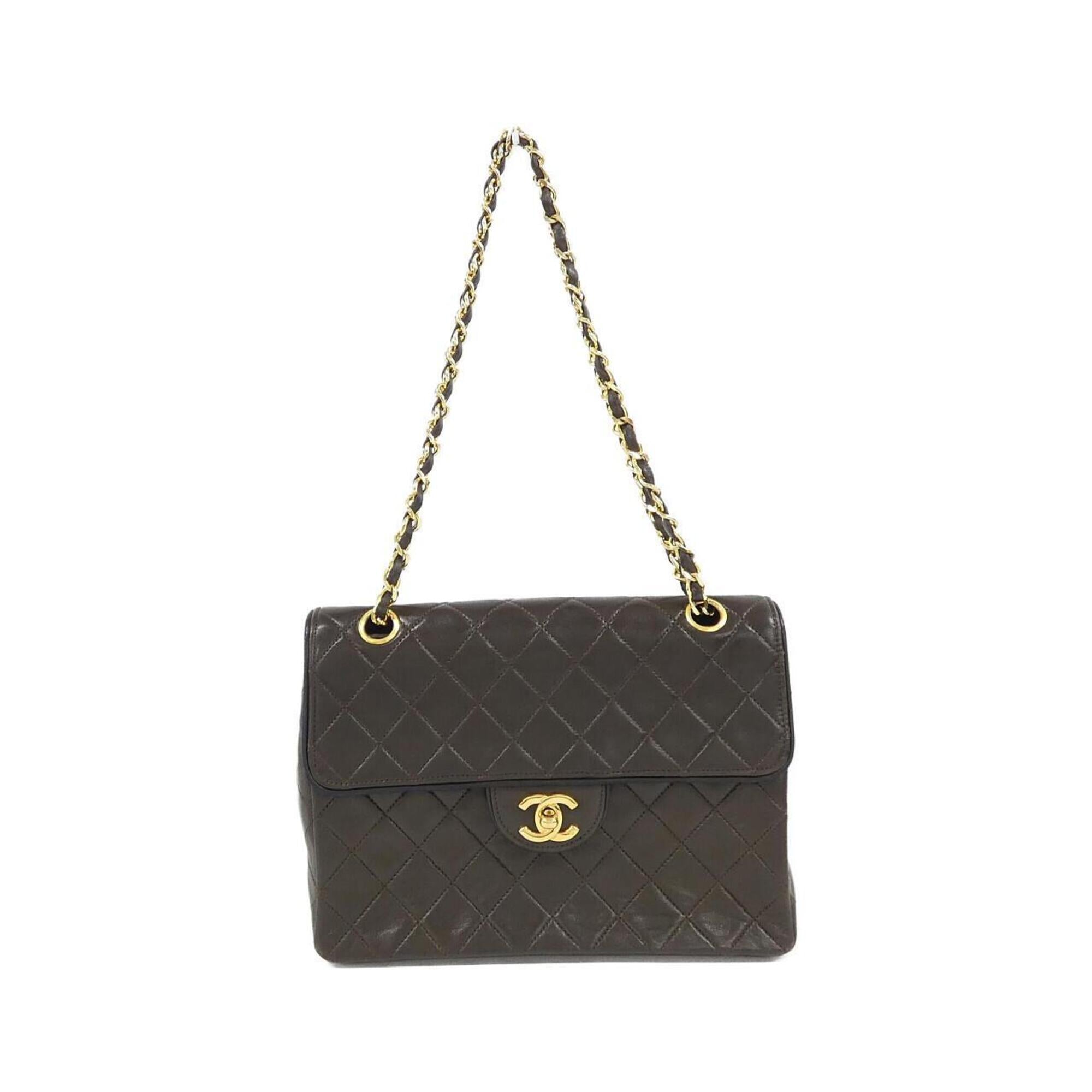Chanel Black Brown Leather Shoulder Bag (Pre-Owned)