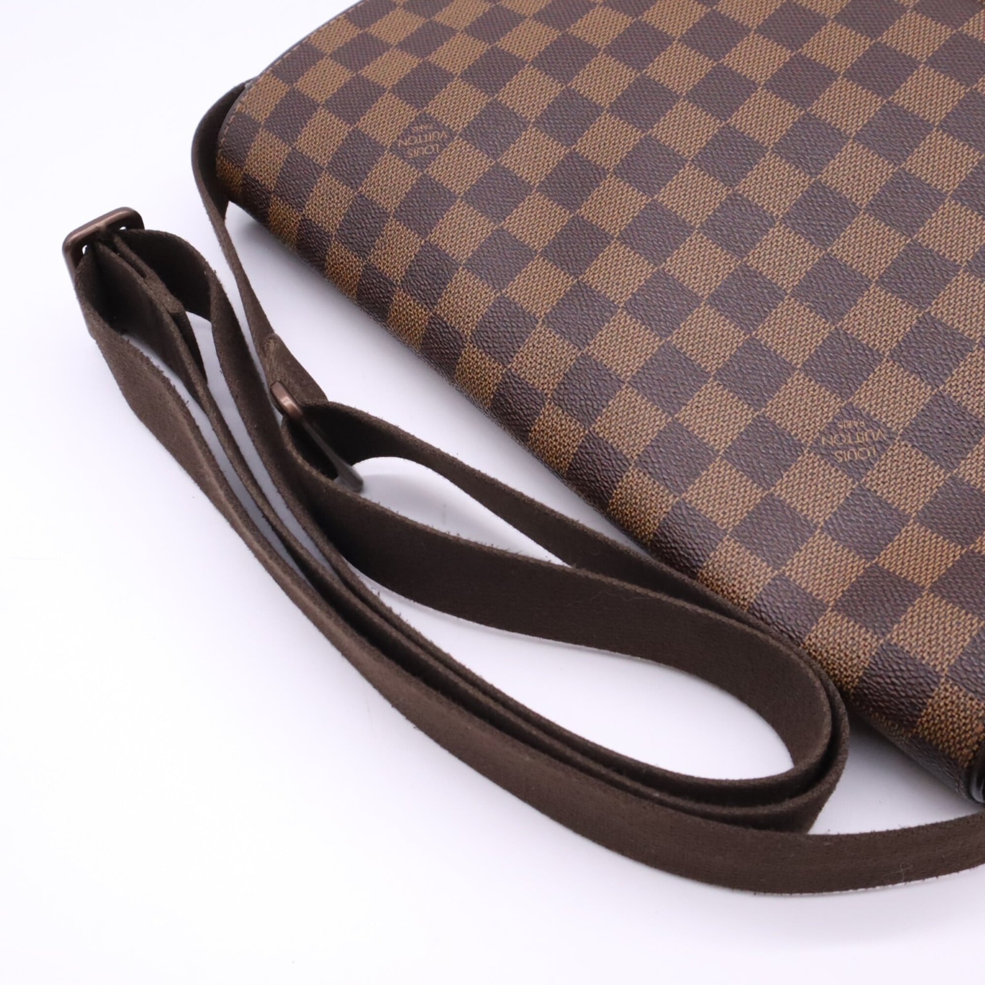 Louis Vuitton Beige Brown Coated Canvas Leather Shoulder Bag (Pre-Owned)